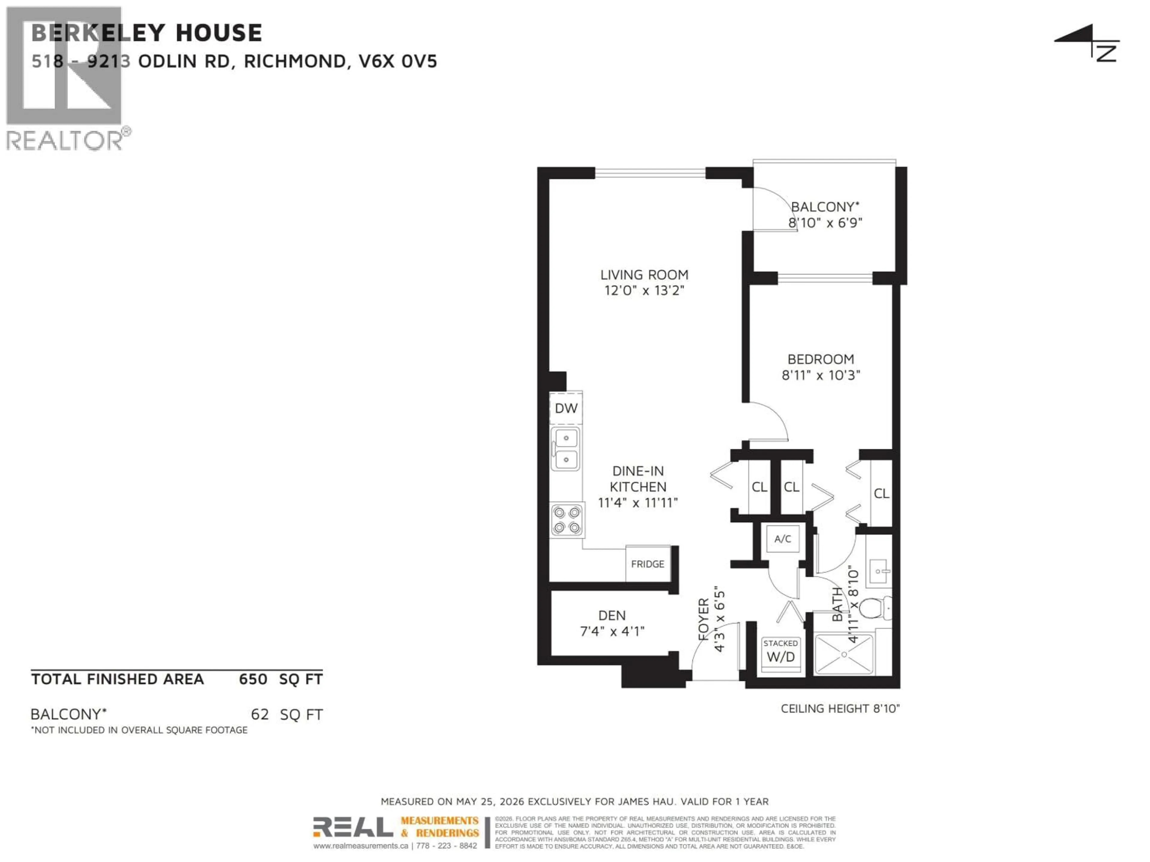 Floor plan for 518 - 9213 ODLIN ROAD, Richmond British Columbia V6X0V5