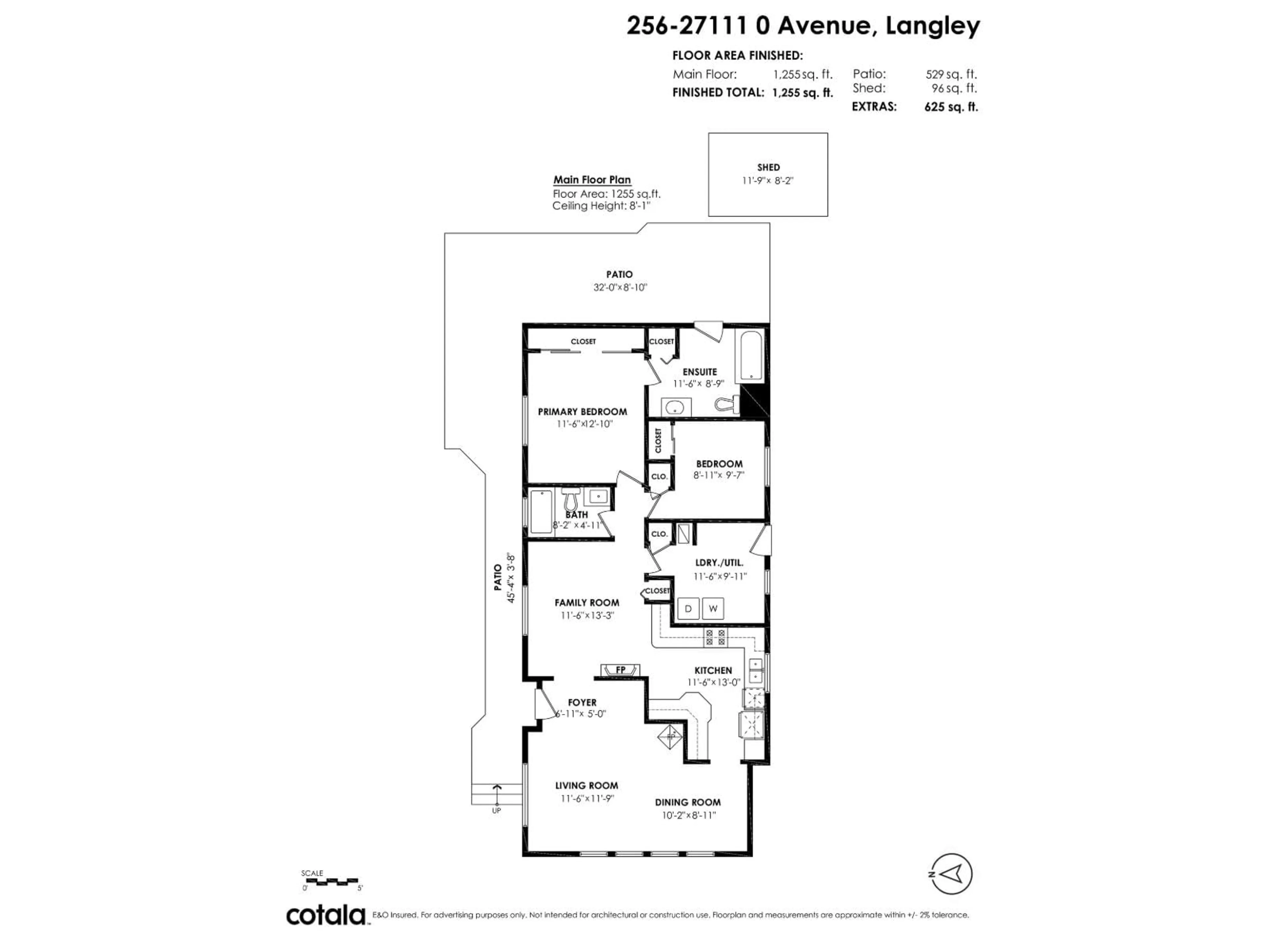 Floor plan for 256 - 27111 0 AVENUE, Langley British Columbia V4W2T6