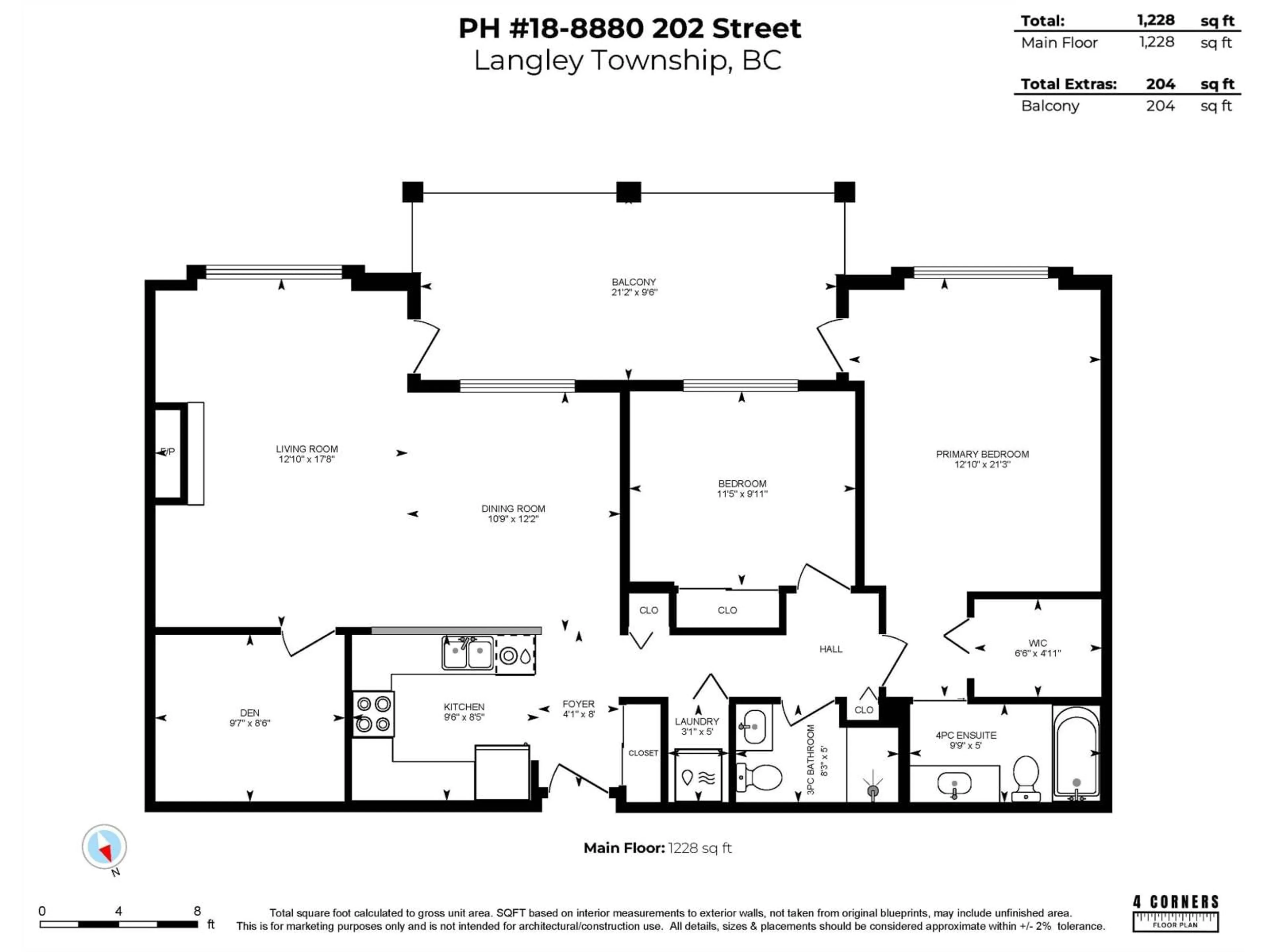 Floor plan for 418 - 8880 202 STREET, Langley British Columbia V1M4E7