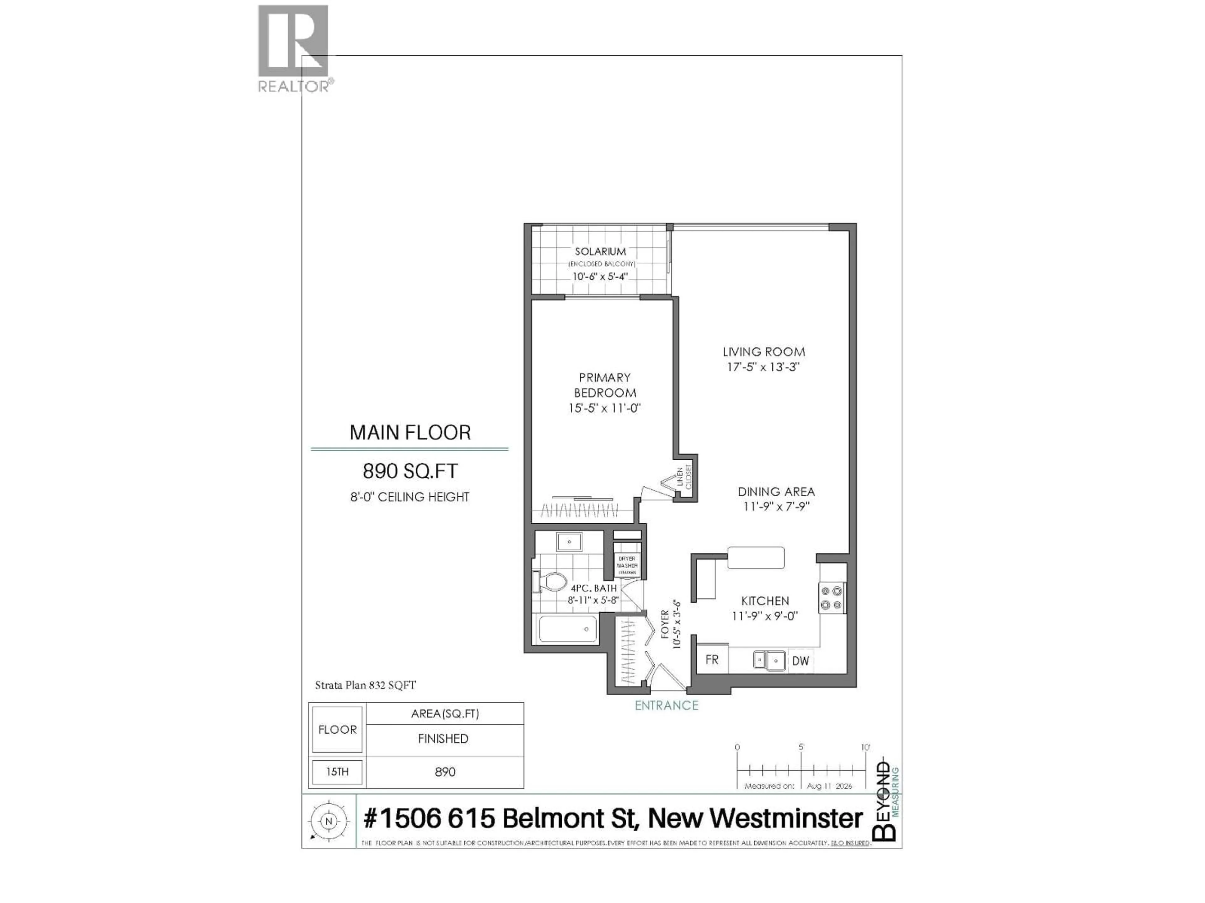 Floor plan for 1506 - 615 BELMONT STREET, New Westminster British Columbia V3M6A1