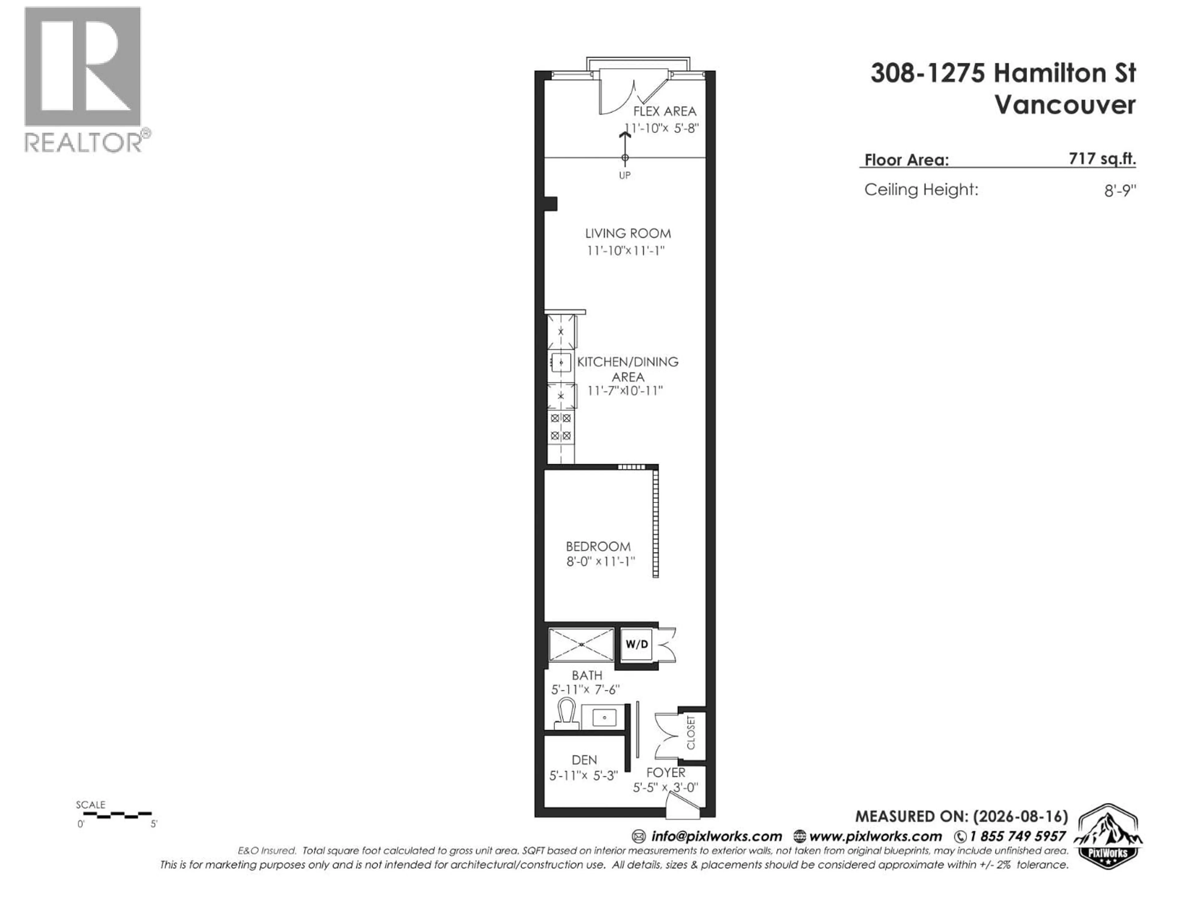 Floor plan for 308 - 1275 HAMILTON STREET, Vancouver British Columbia V6B1E2
