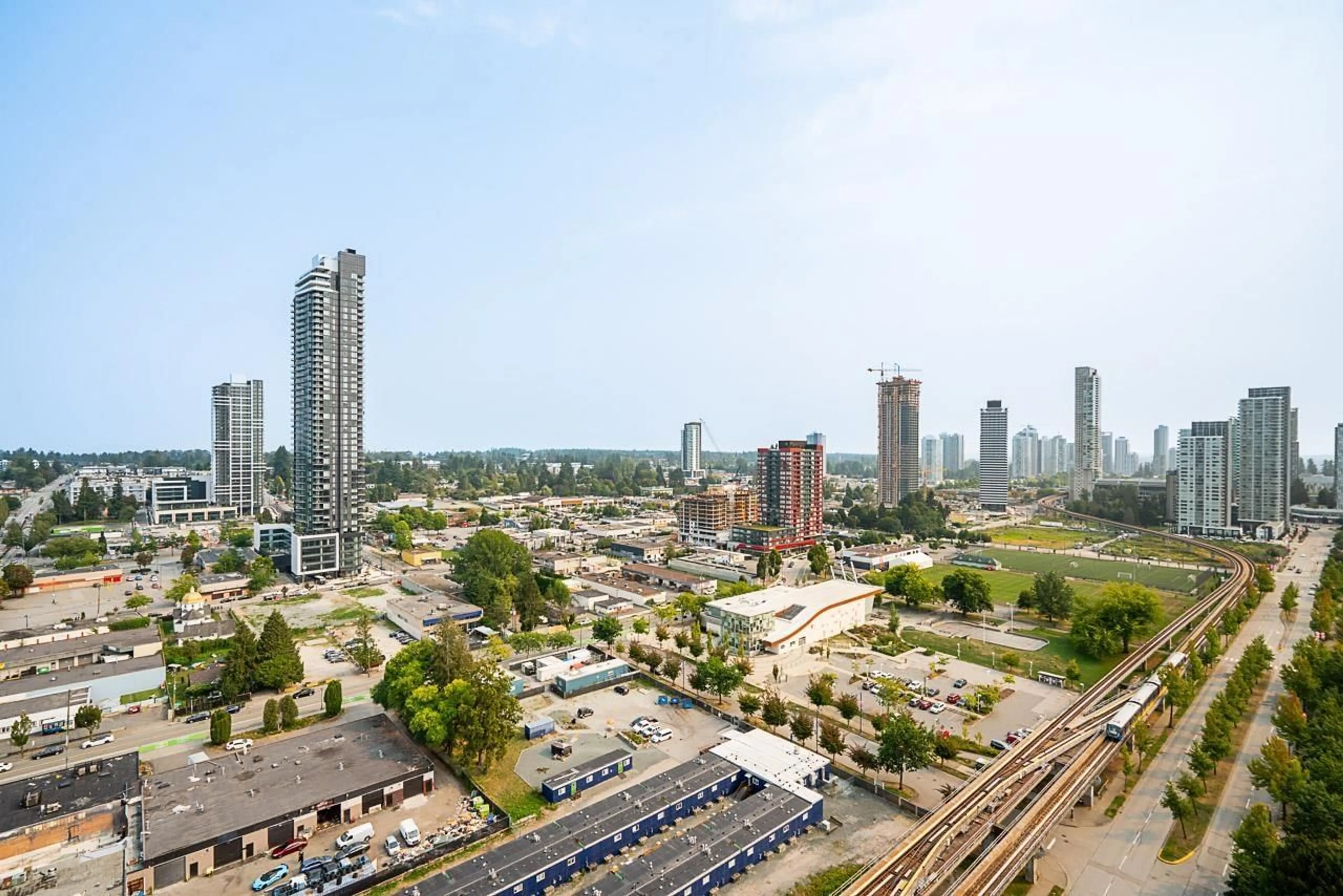 A pic from outside/outdoor area/front of a property/back of a property/a pic from drone, city buildings view from balcony for 2501 - 10777 UNIVERSITY DRIVE, Surrey British Columbia V3T0E6