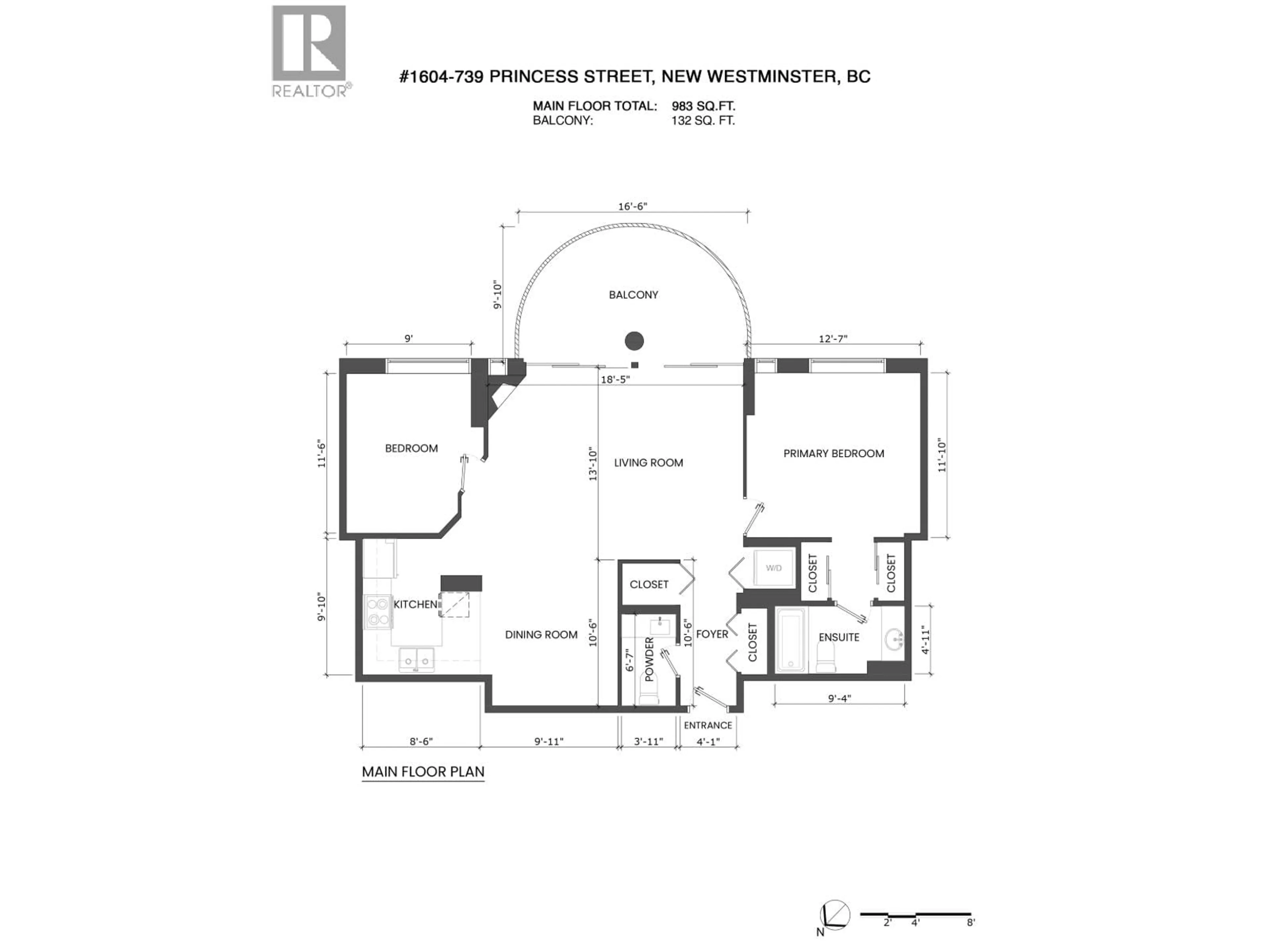 Floor plan for 1604 - 739 PRINCESS STREET, New Westminster British Columbia V3M6V6