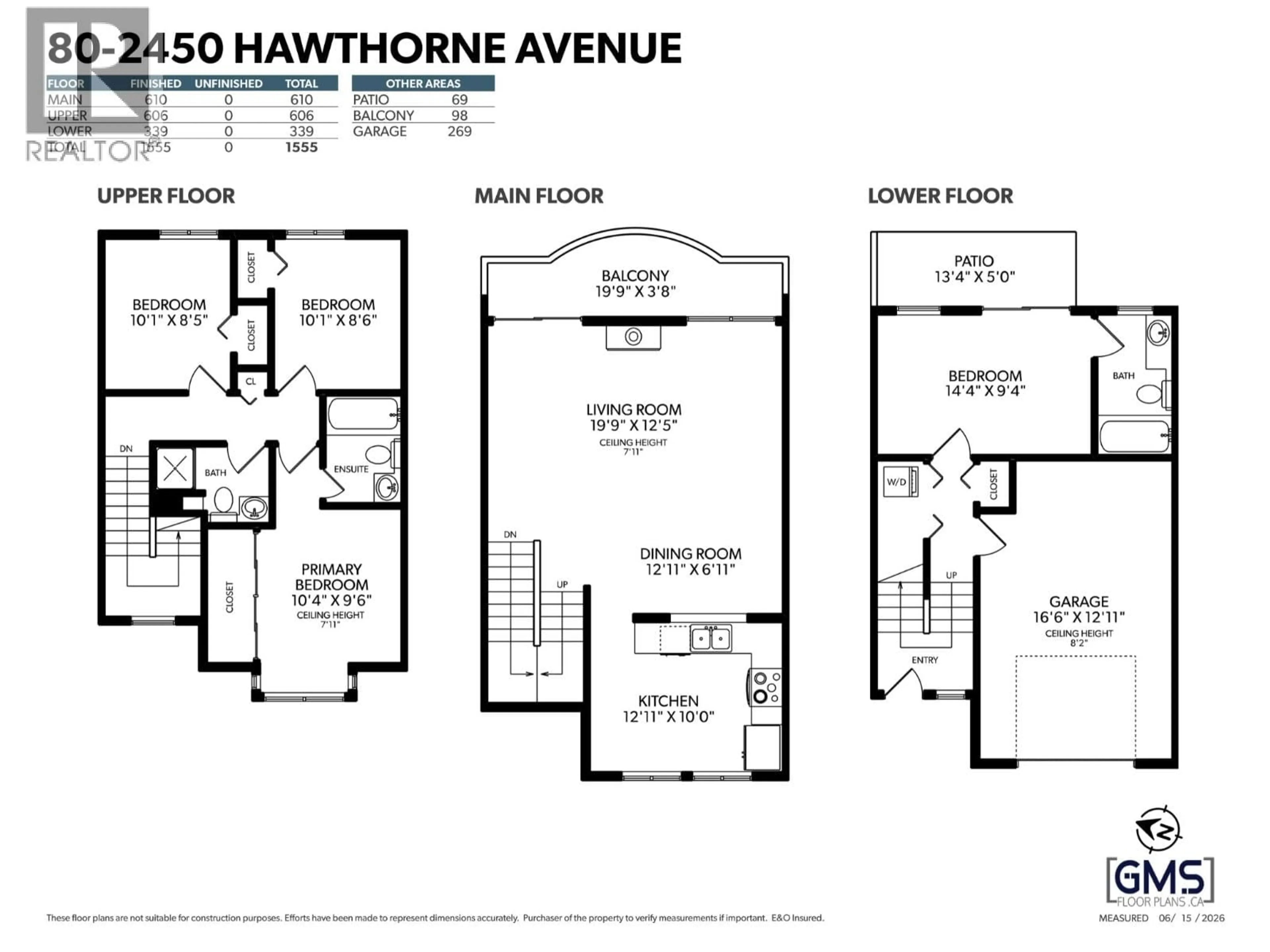 Floor plan for 80 - 2450 HAWTHORNE AVENUE, Port Coquitlam British Columbia V3C6B3