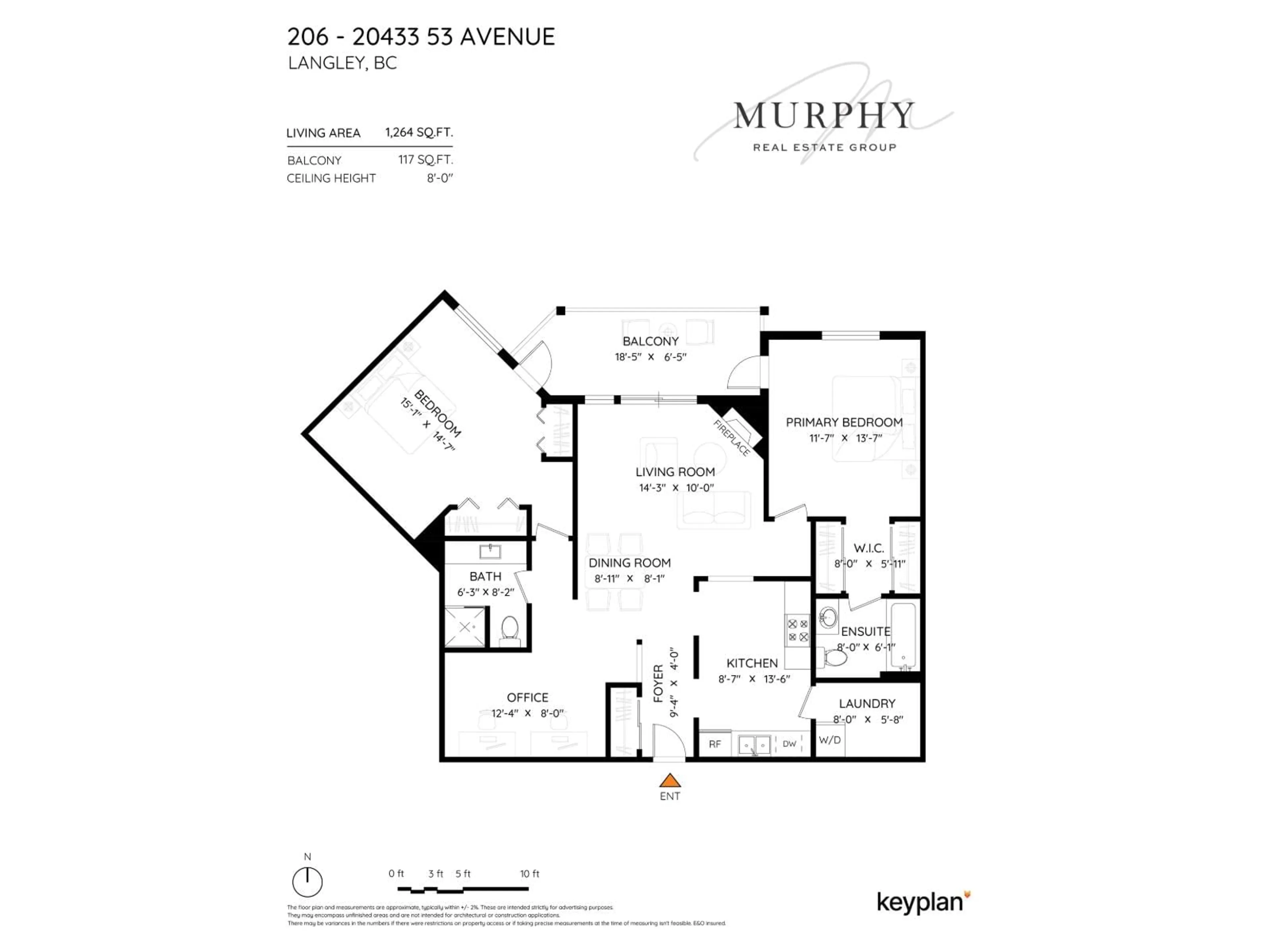Floor plan for 206 - 20433 53 AVENUE, Langley British Columbia V3A7A6