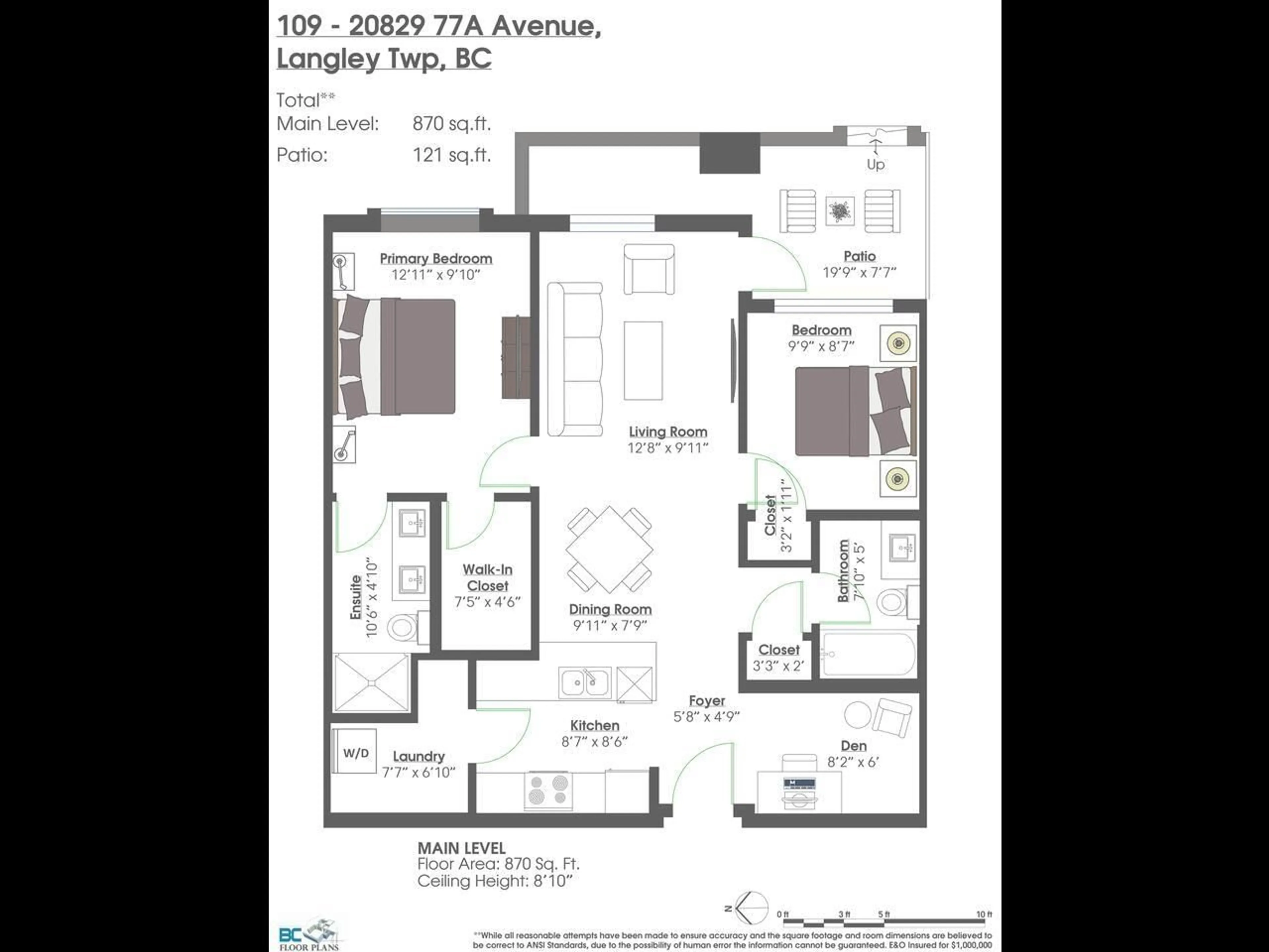 Floor plan for 109 - 20829 77A AVENUE, Langley British Columbia V2Y0Y5