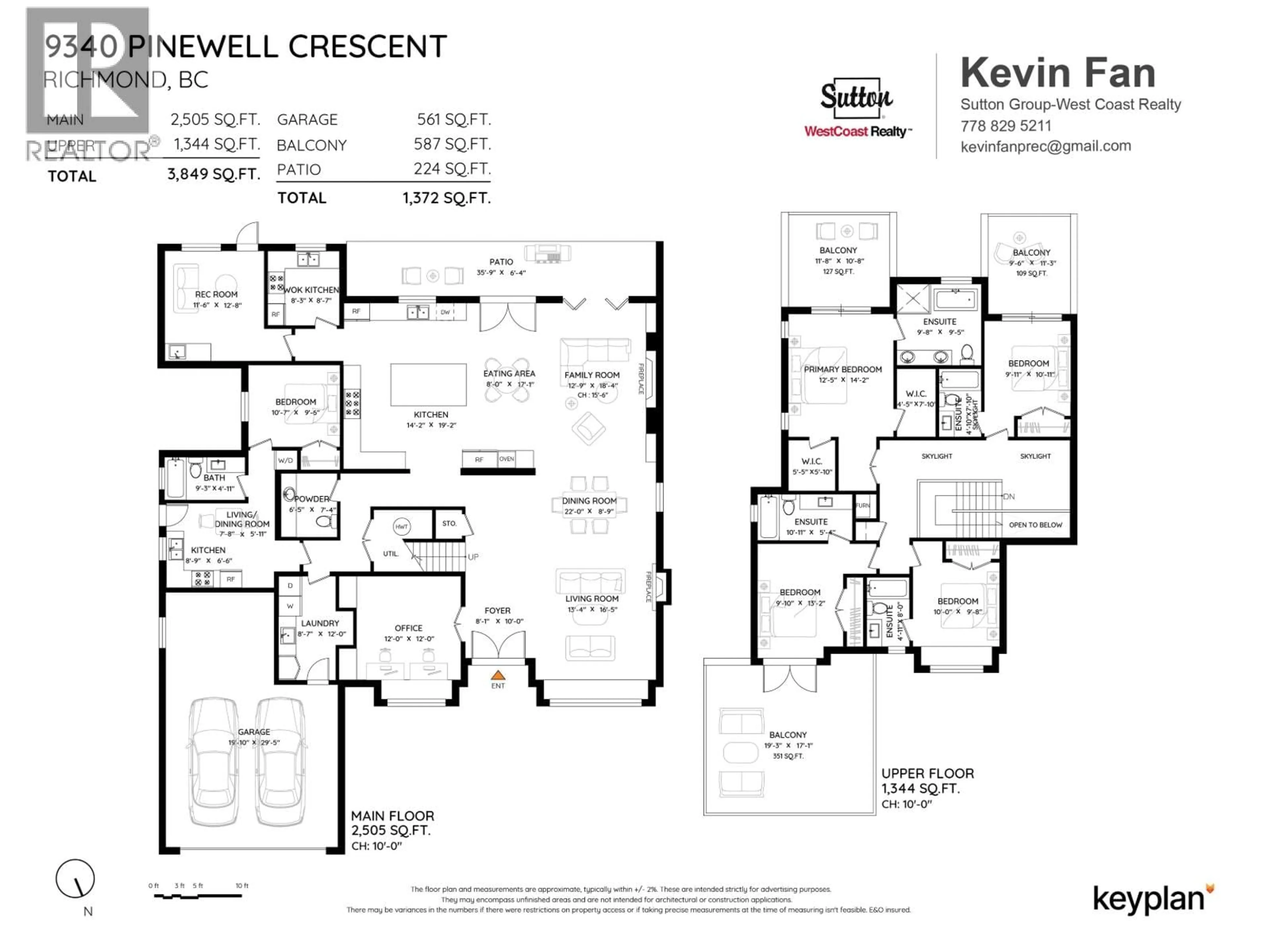 Floor plan for 9340 PINEWELL CRESCENT, Richmond British Columbia V7A2C6