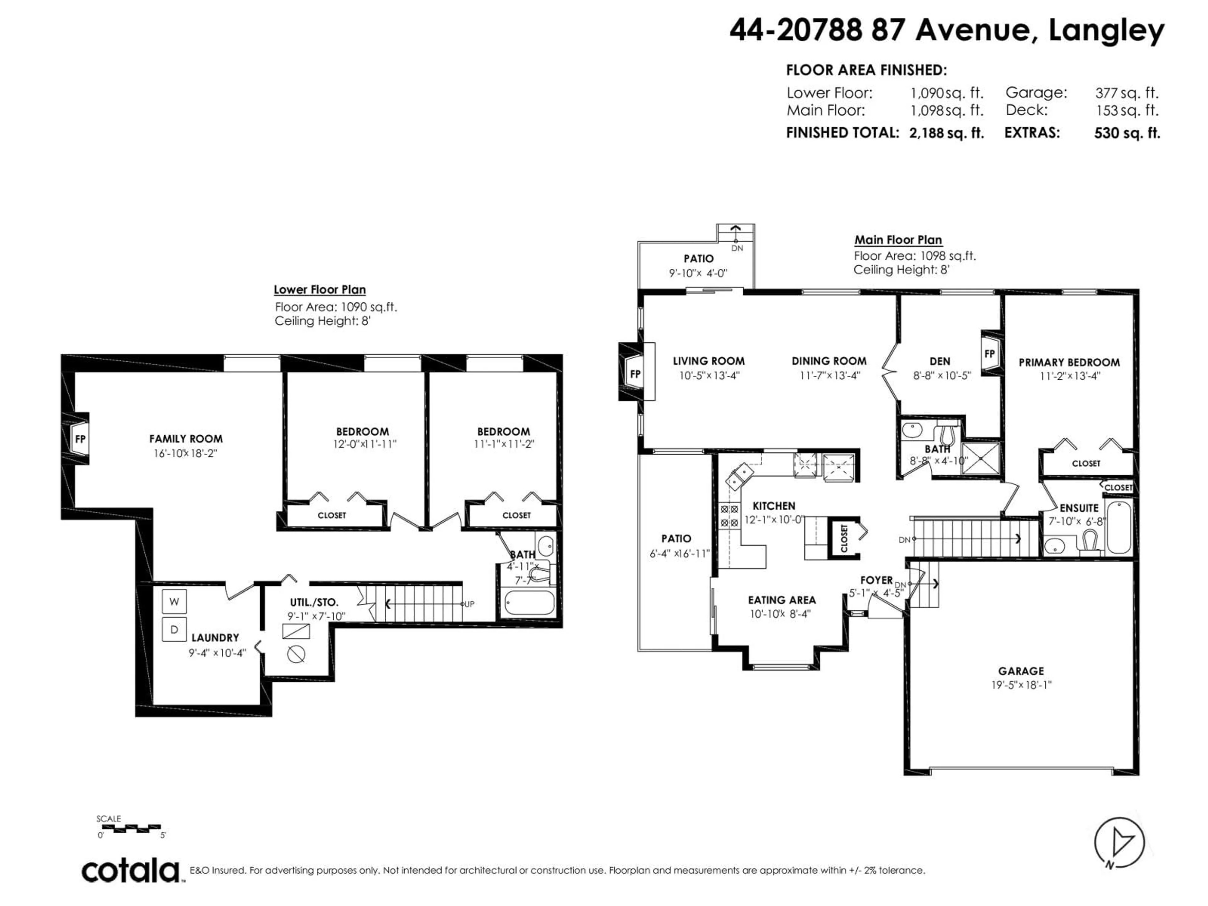 Floor plan for 44 - 20788 87 AVENUE, Langley British Columbia V1M3W7