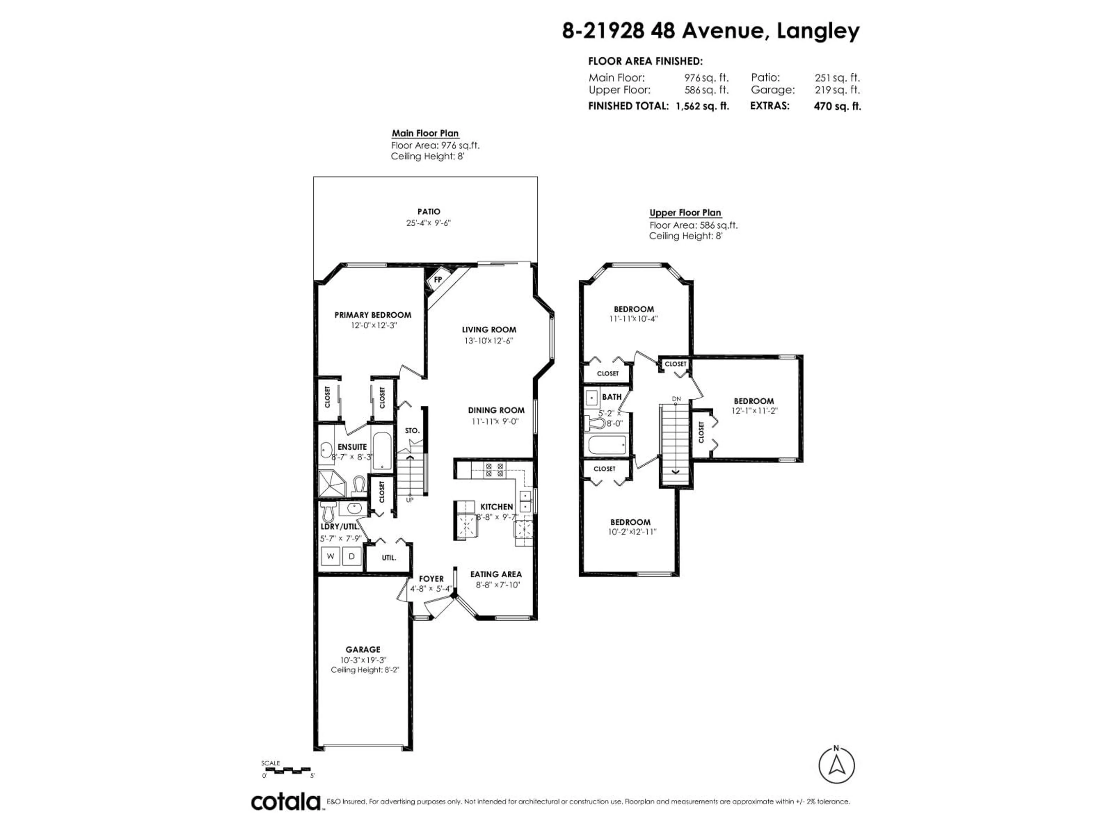 Floor plan for 8 - 21928 48 AVENUE, Langley British Columbia V3A8H1