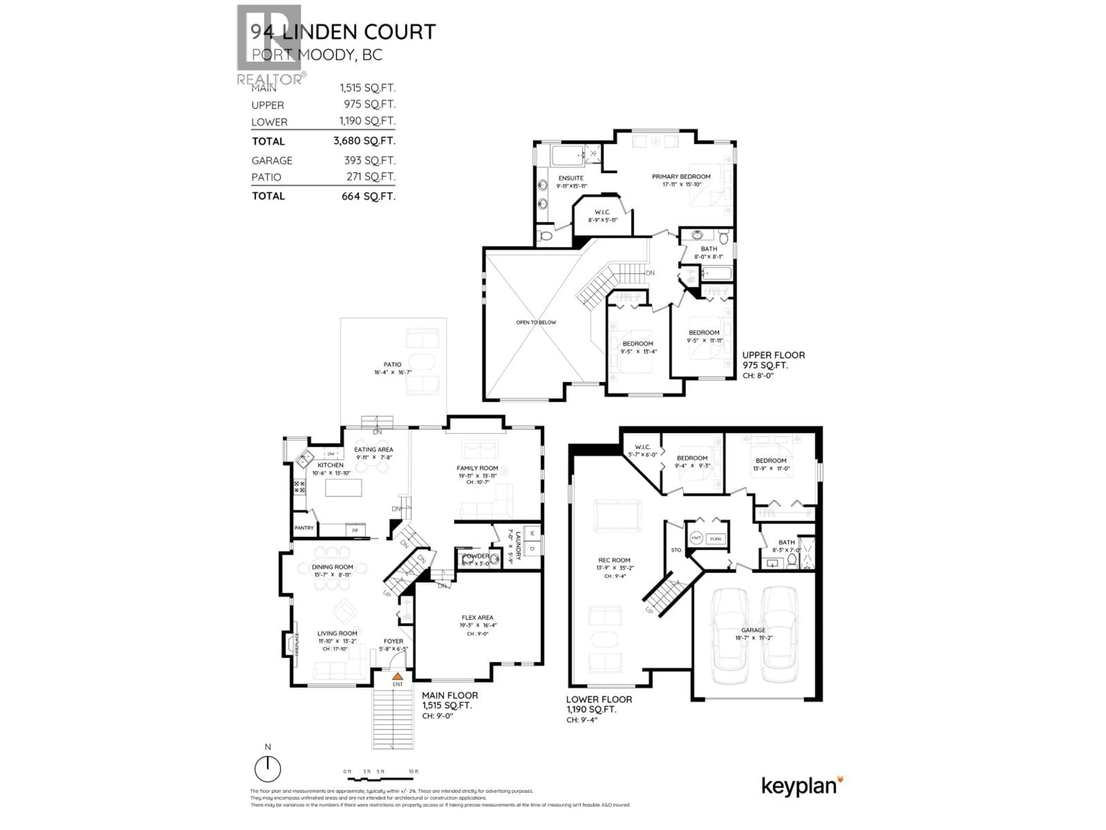 Floor plan for 94 LINDEN COURT, Port Moody British Columbia V3H5C1