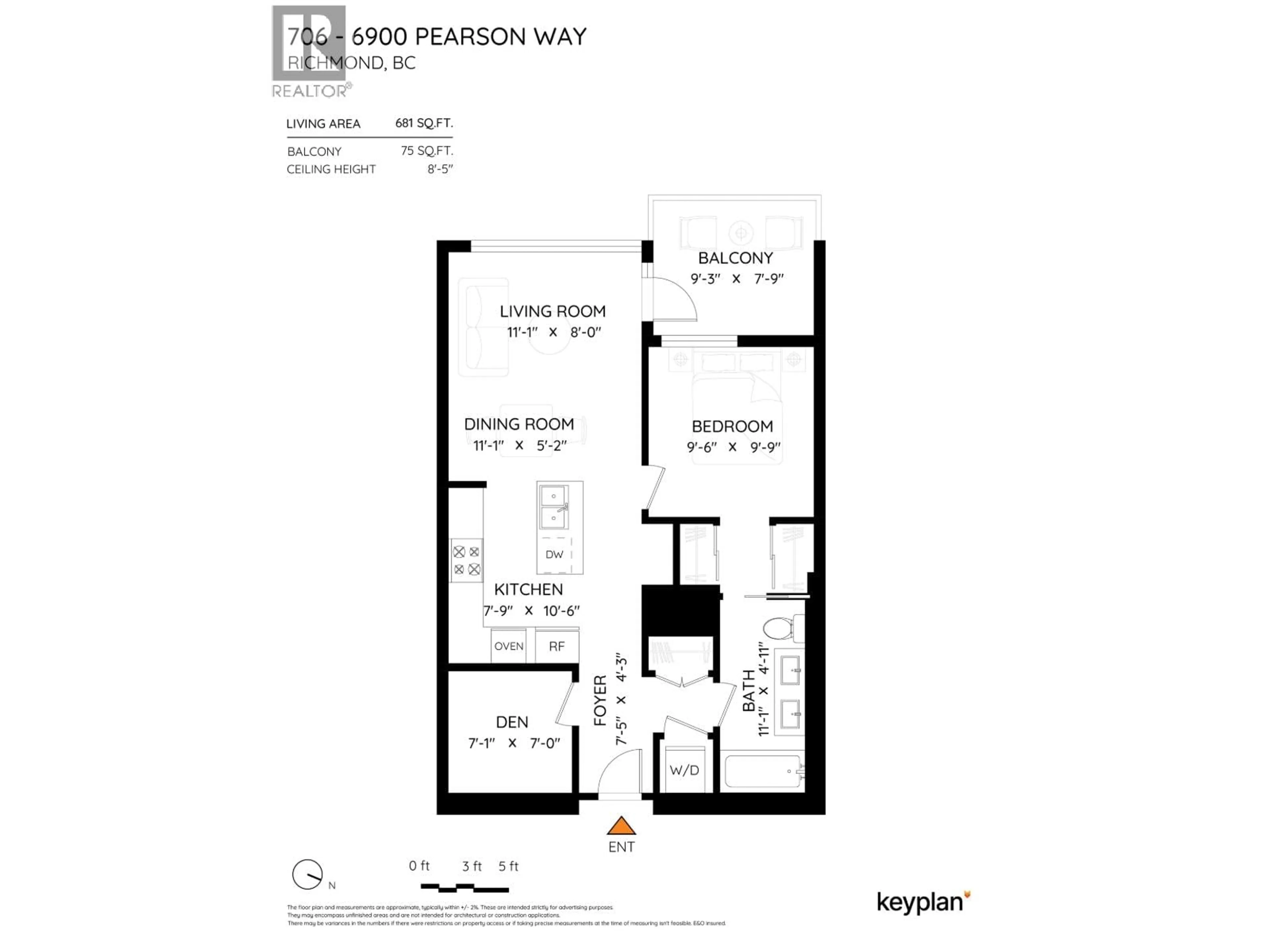 Floor plan for 706 - 6900 PEARSON WAY, Richmond British Columbia V7C0C9