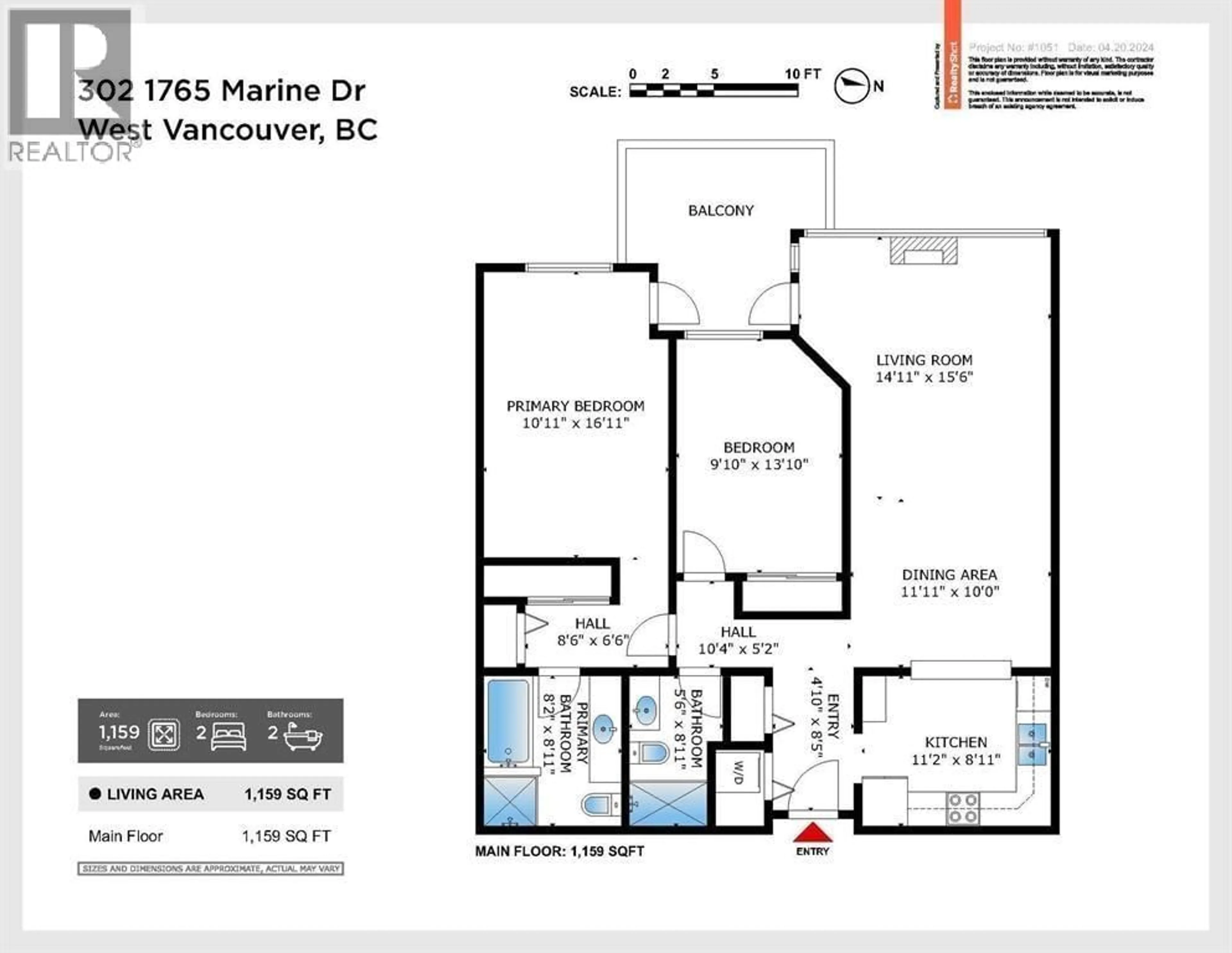 Floor plan for 302 - 1765 MARINE DRIVE, West Vancouver British Columbia V7V1J5