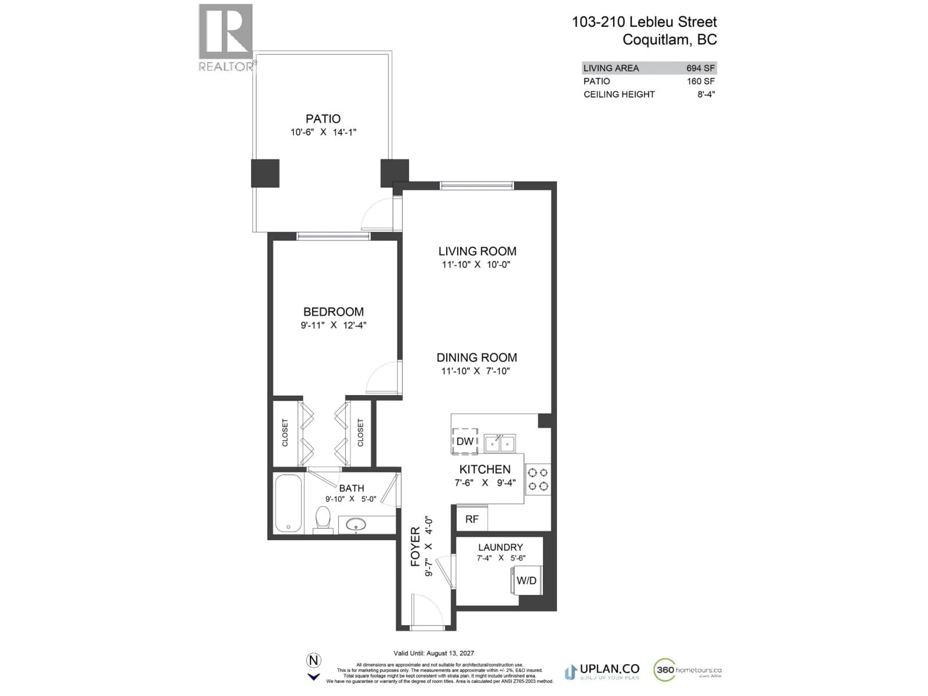 Floor plan for 103 - 210 LEBLEU STREET, Coquitlam British Columbia V3K4L6