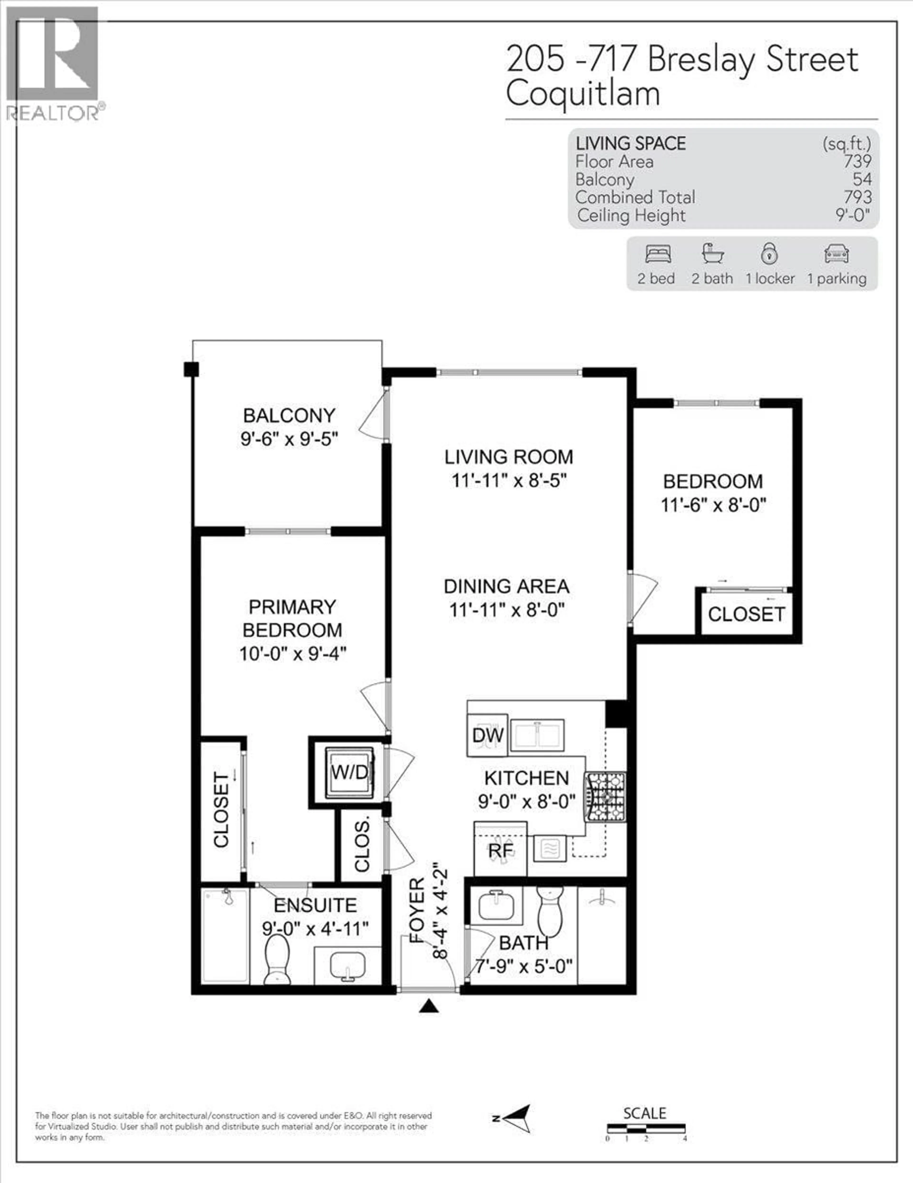 Floor plan for 205 - 717 BRESLAY STREET, Coquitlam British Columbia V3J0J3