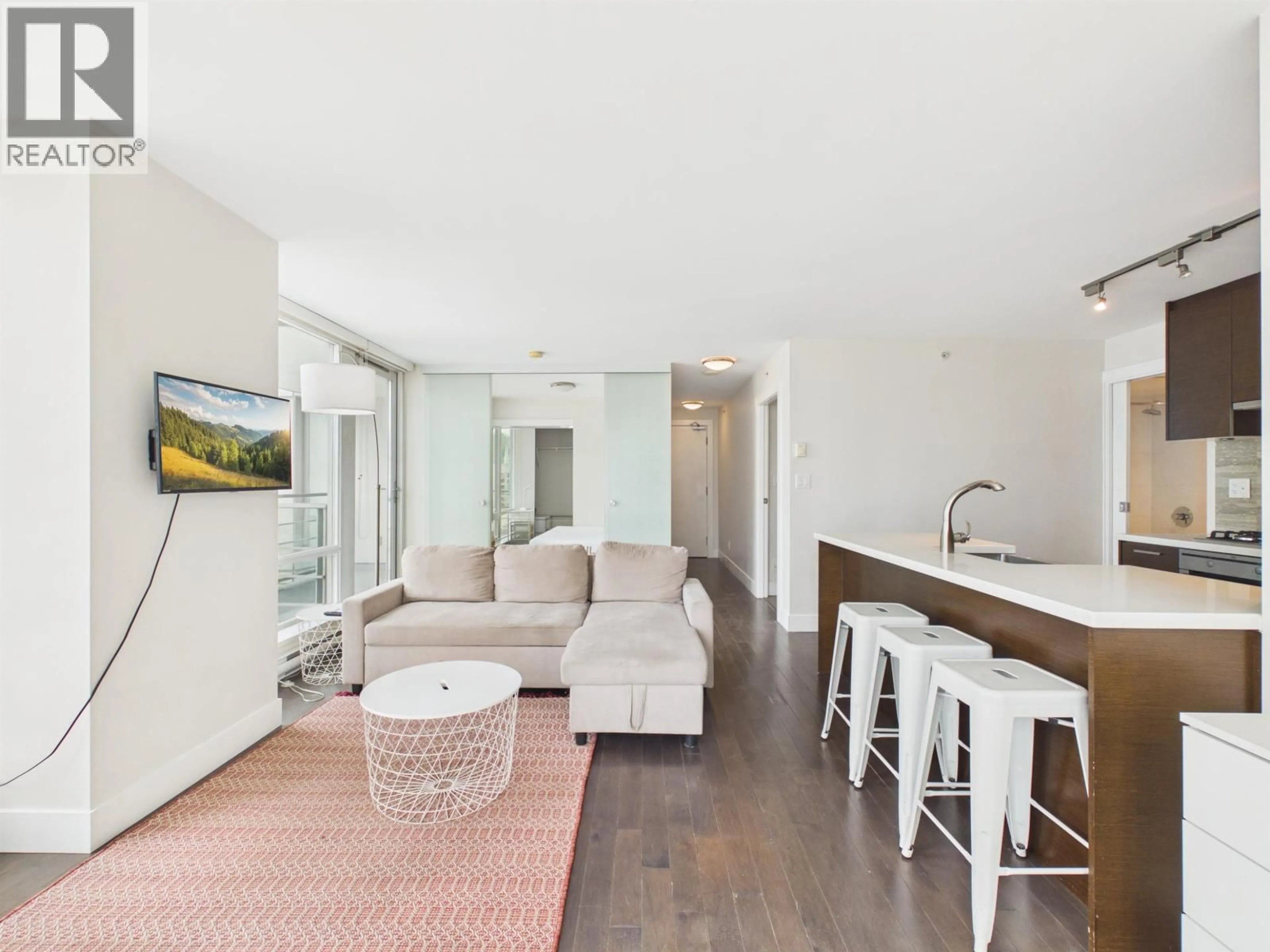 Living room with furniture, wood/laminate floor for 1101 - 535 SMITHE STREET, Vancouver British Columbia V6B0H2