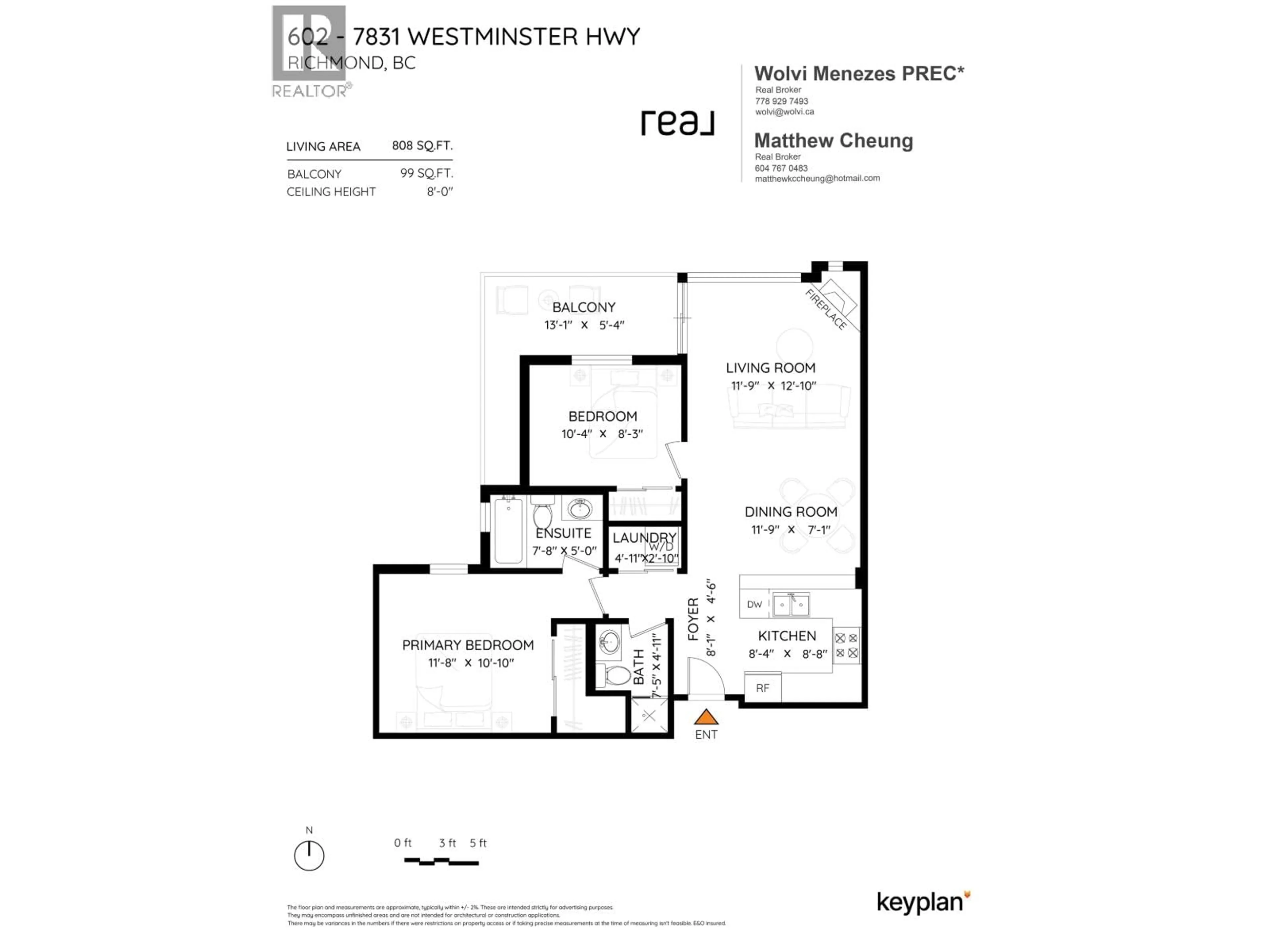 Floor plan for 602 - 7831 WESTMINSTER HIGHWAY, Richmond British Columbia V6X4J4