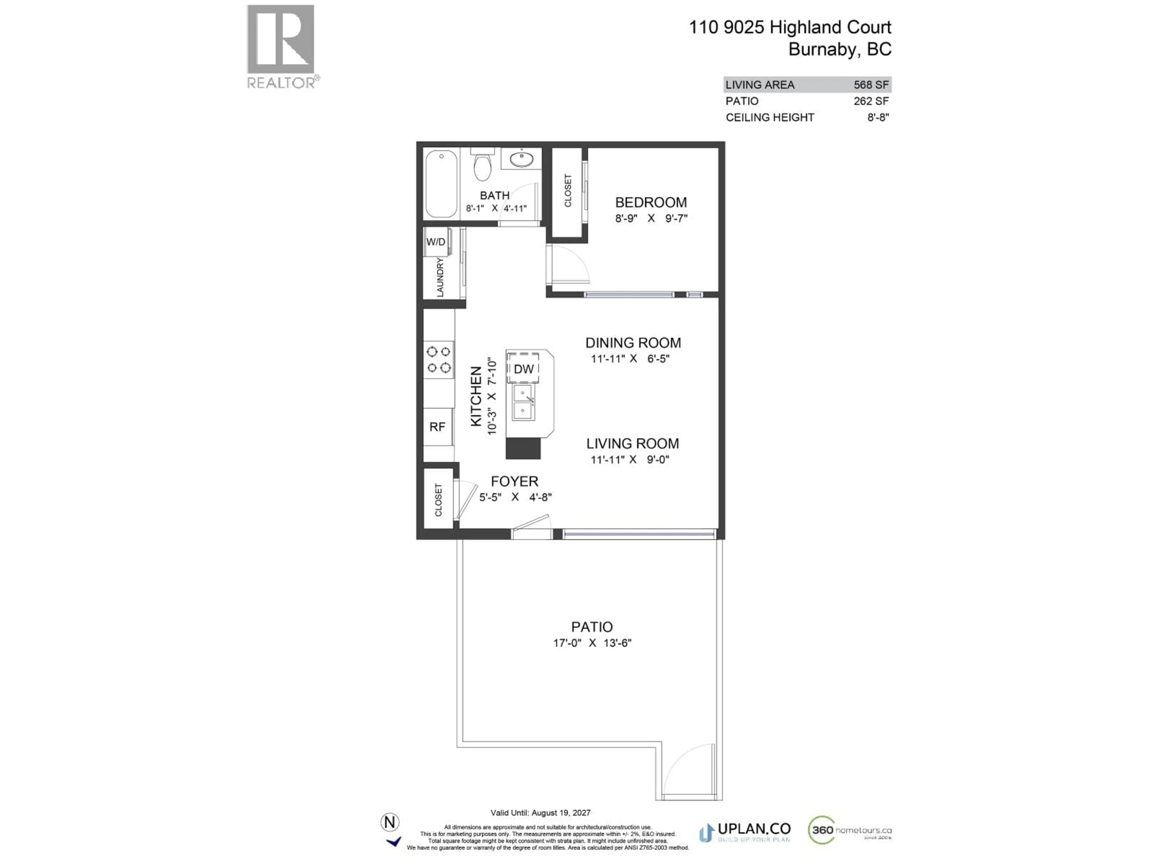 Floor plan for 110 - 9025 HIGHLAND COURT, Burnaby British Columbia V5A0A8