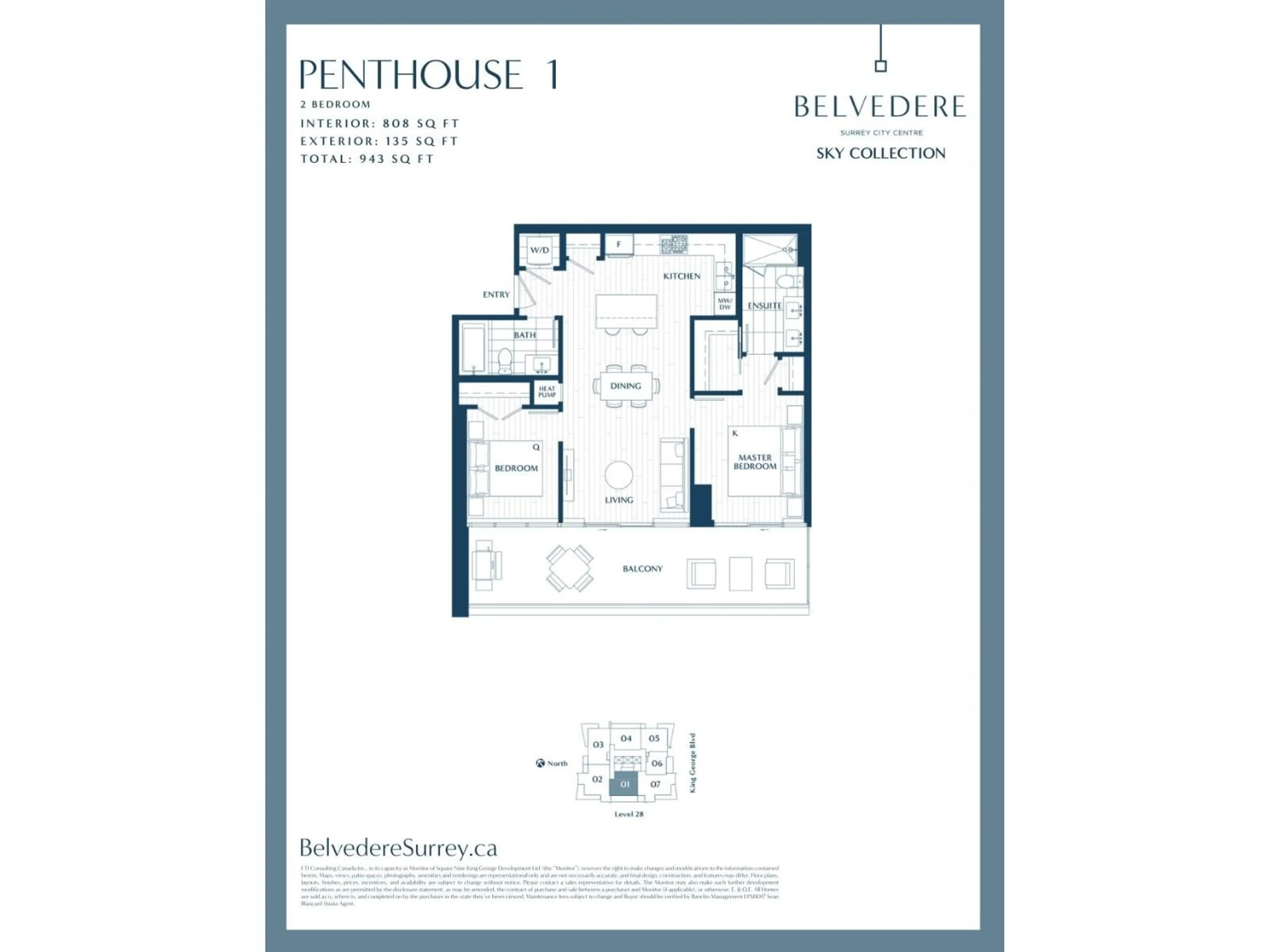 Floor plan for 2801 - 9675 KING GEORGE BOULEVARD, Surrey British Columbia V3T0T7