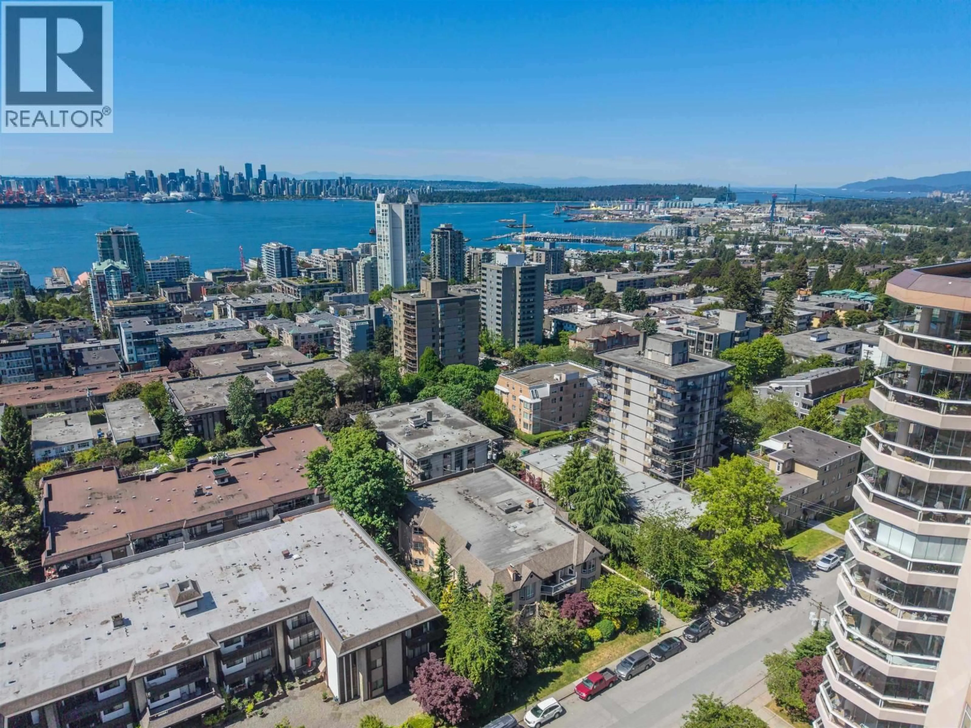 A pic from outside/outdoor area/front of a property/back of a property/a pic from drone, city buildings view from balcony for 102 - 123 6TH STREET, North Vancouver British Columbia V7L1N9