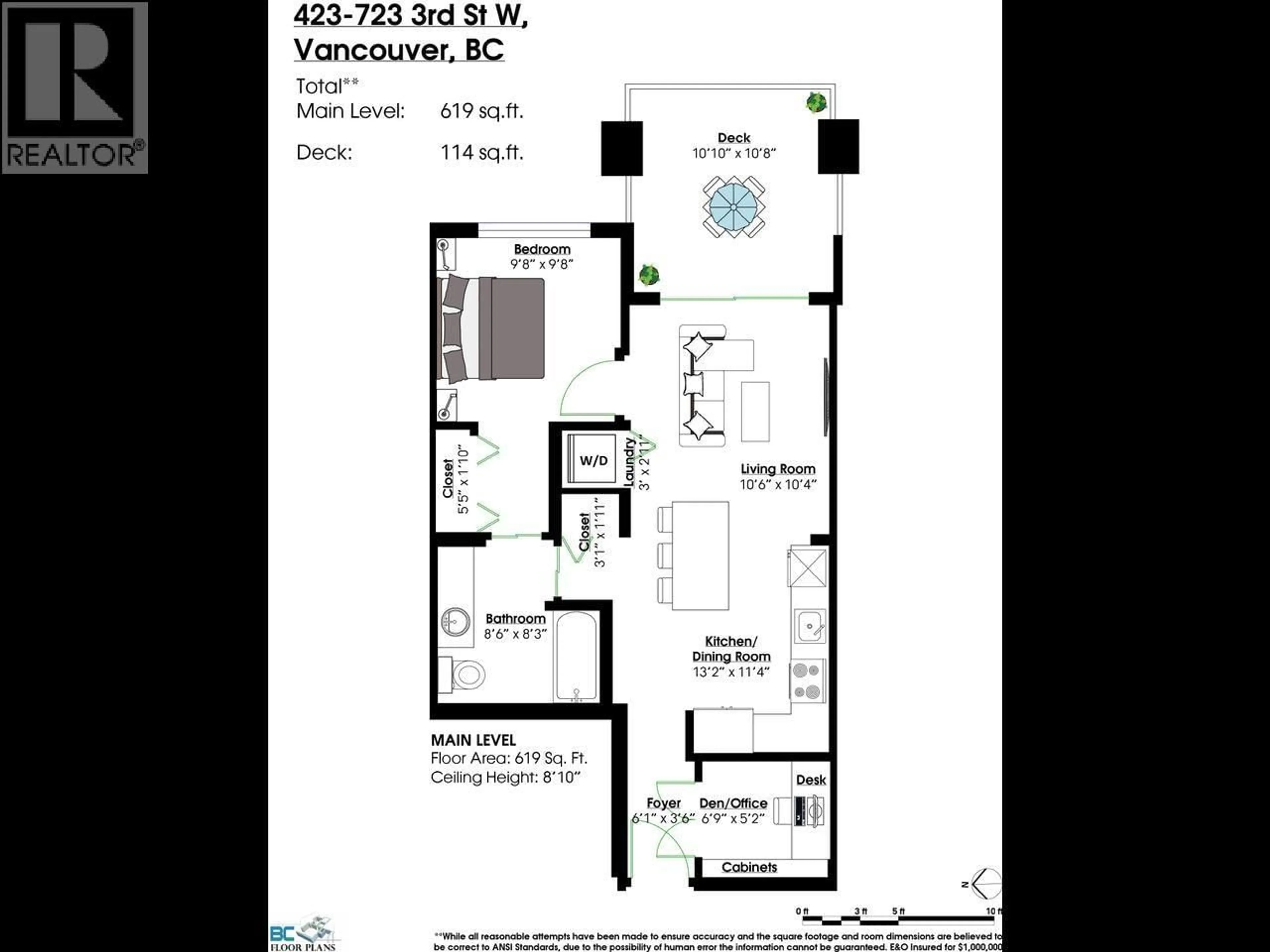 Floor plan for 423 - 723 3RD STREET, North Vancouver British Columbia V7M0E4