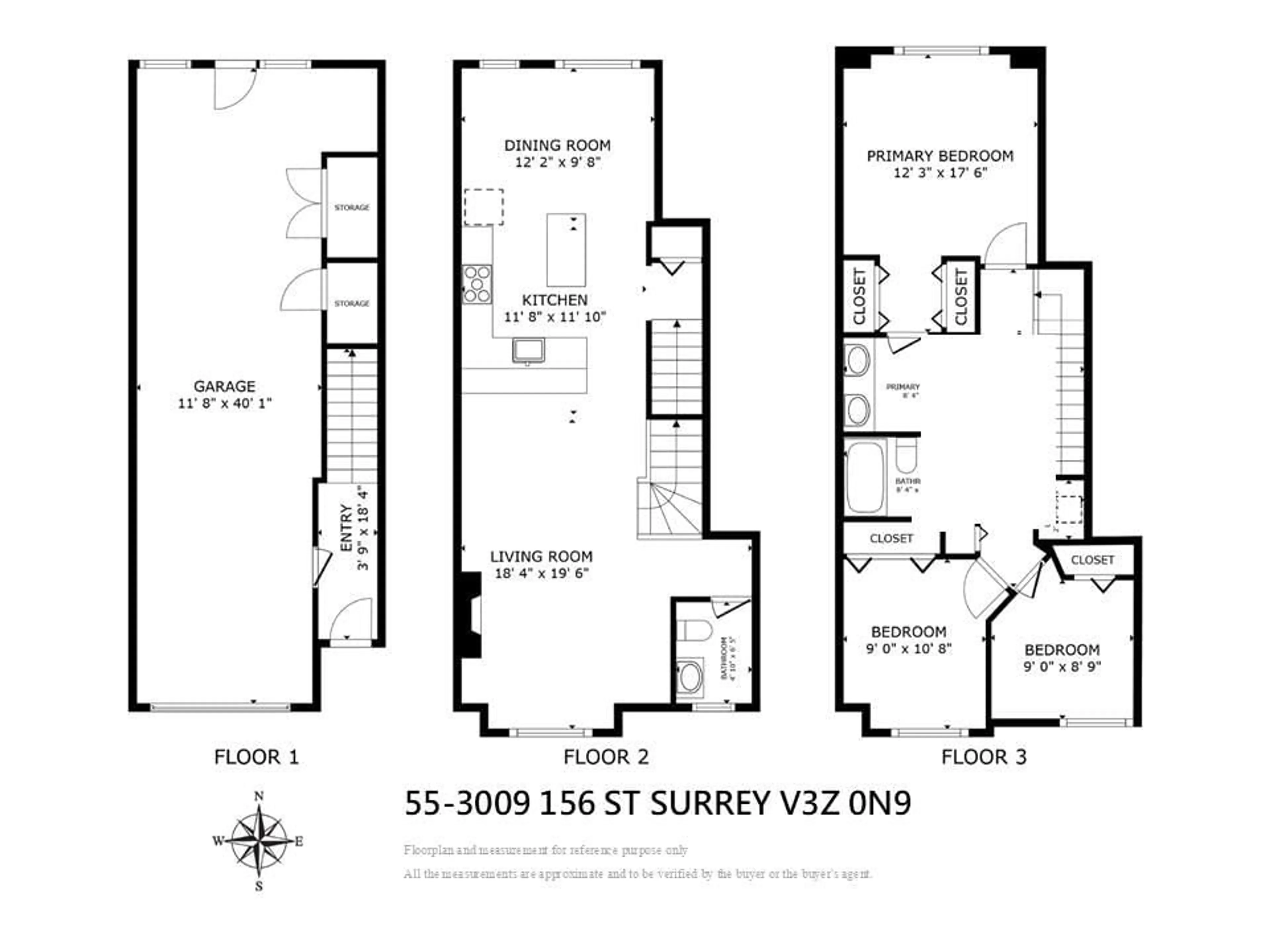 Floor plan for 55 - 3009 156 STREET, Surrey British Columbia V3Z0N9
