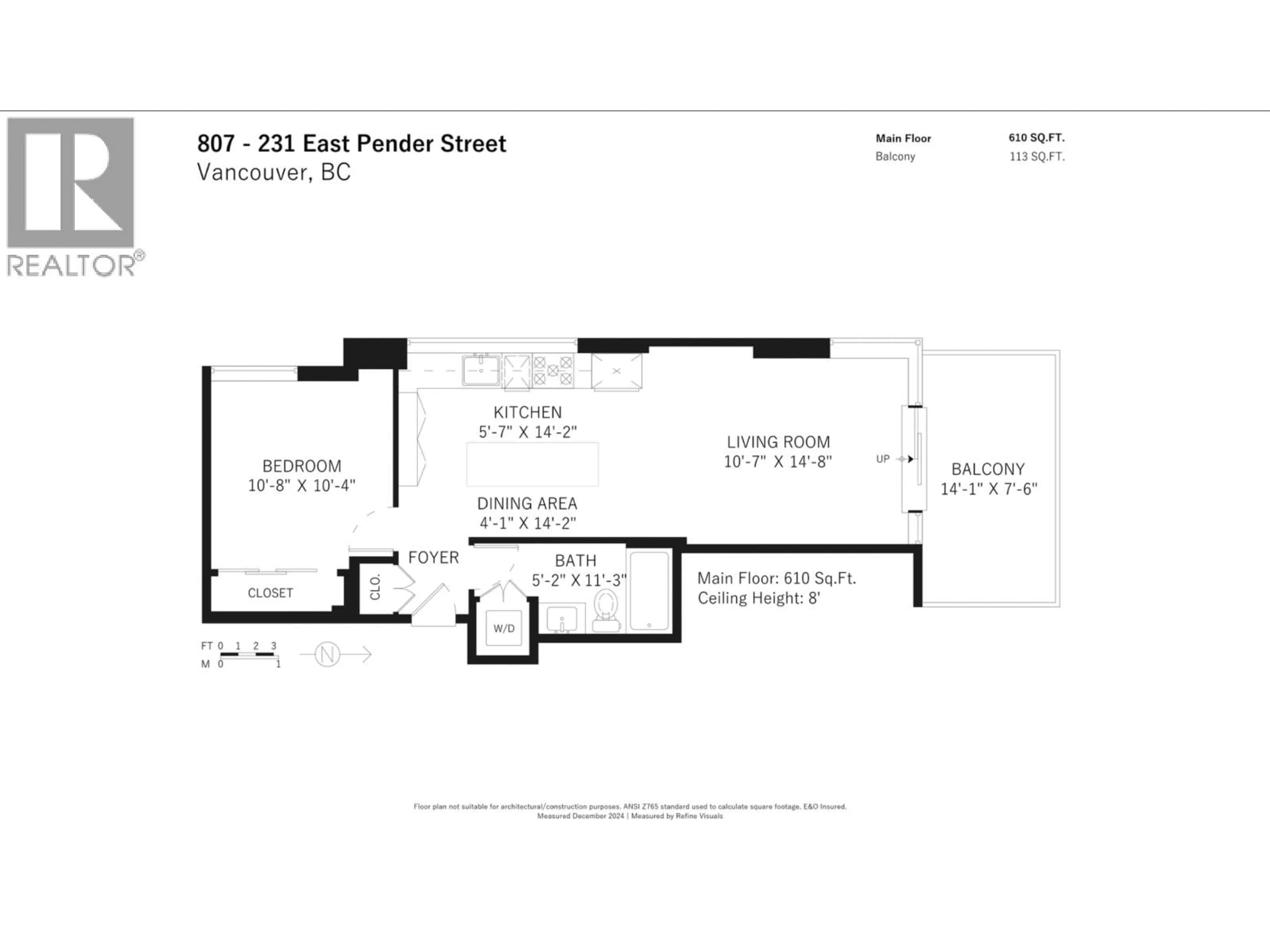 Floor plan for 807 - 231 PENDER STREET, Vancouver British Columbia V6A0G3