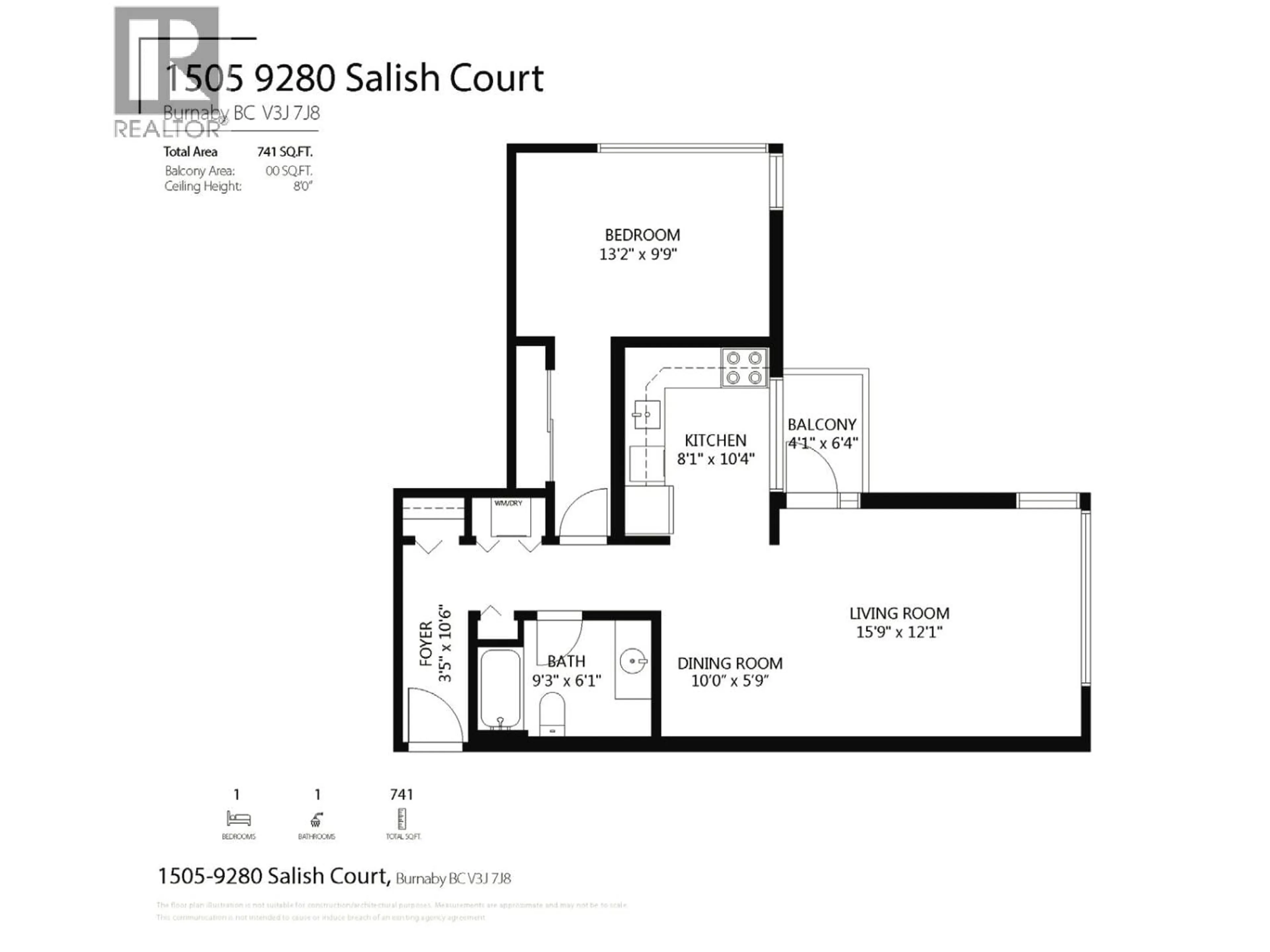 Floor plan for 1505 - 9280 SALISH COURT, Burnaby British Columbia V3J7J8