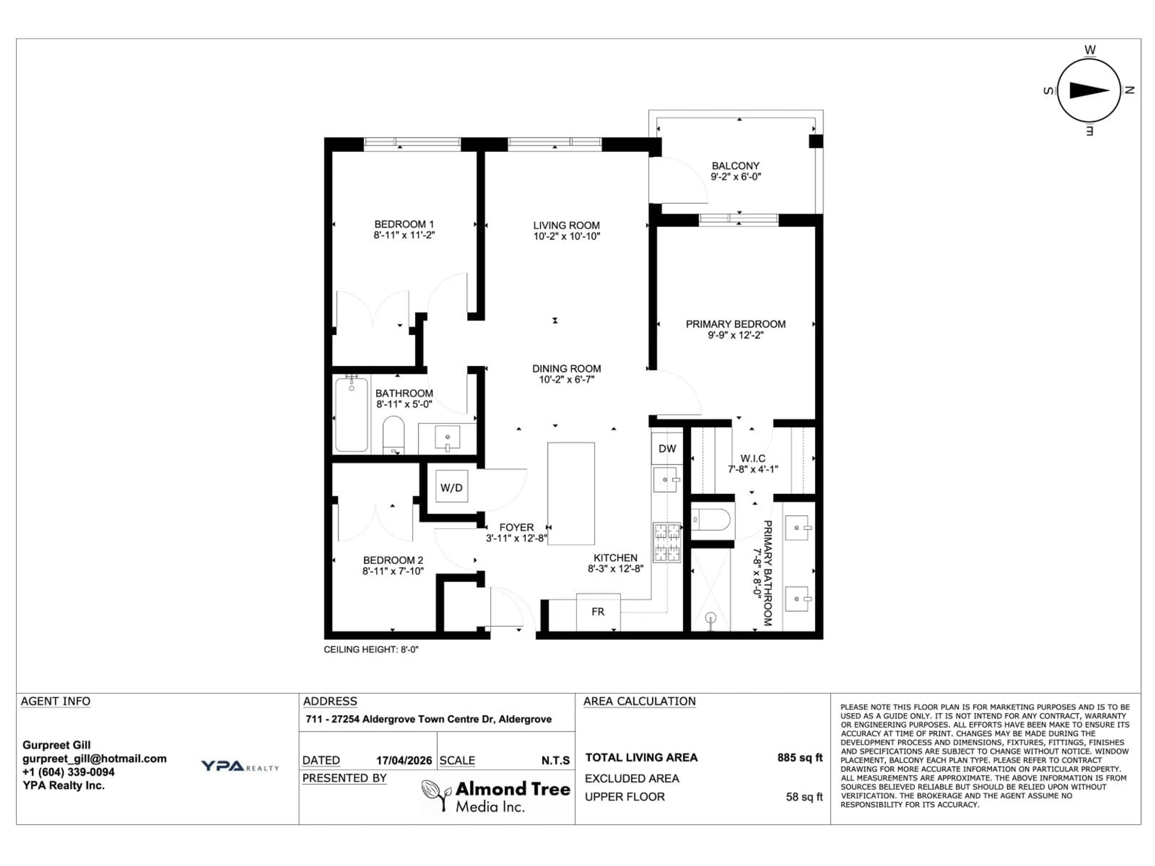 Floor plan for 711 - 27254 ALDERGROVE TOWN CENTRE DRIVE, Langley British Columbia V4W0E5