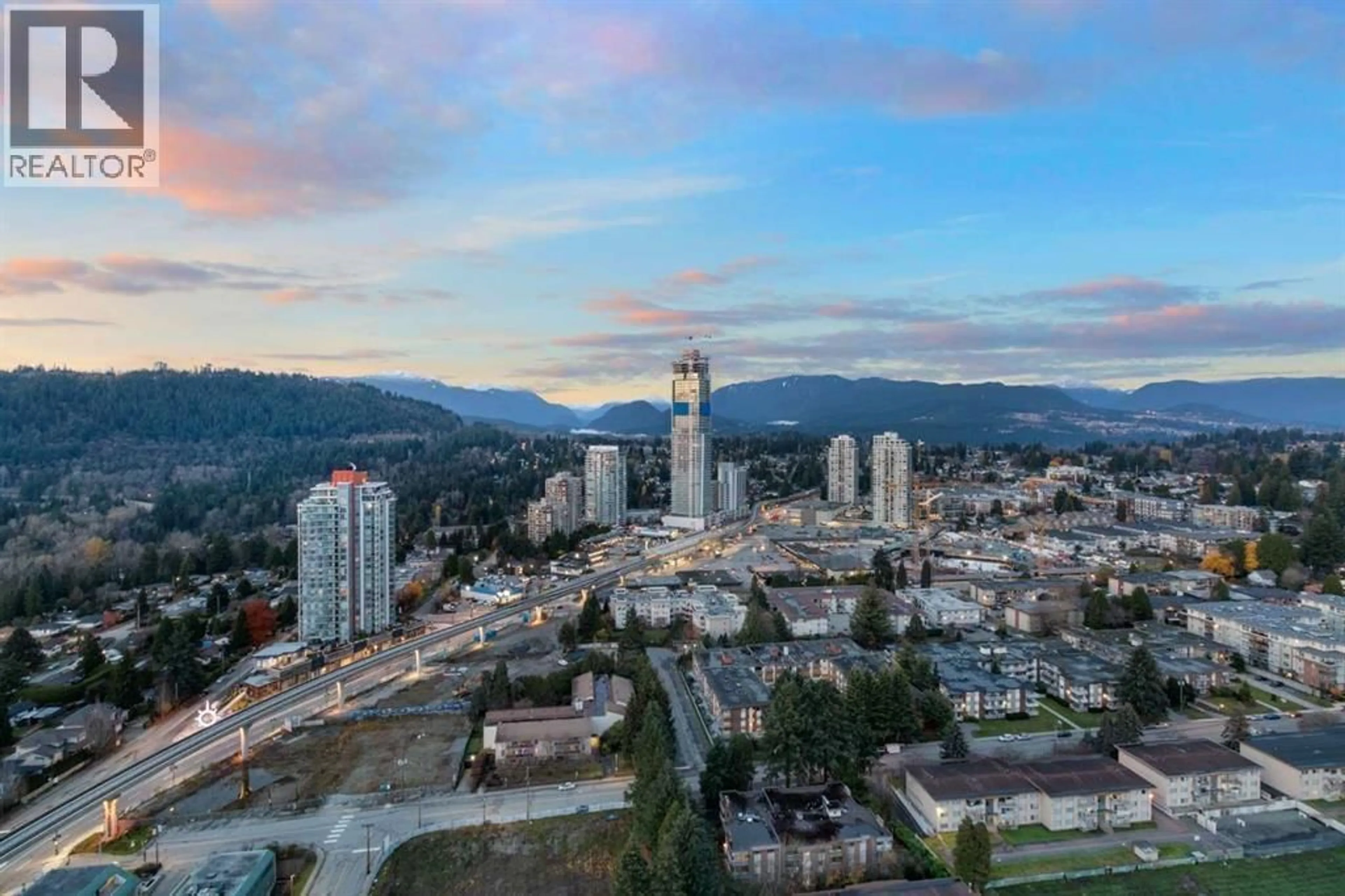 A pic from outside/outdoor area/front of a property/back of a property/a pic from drone, mountain view for 3602 - 657 WHITING WAY, Coquitlam British Columbia V3J0J6