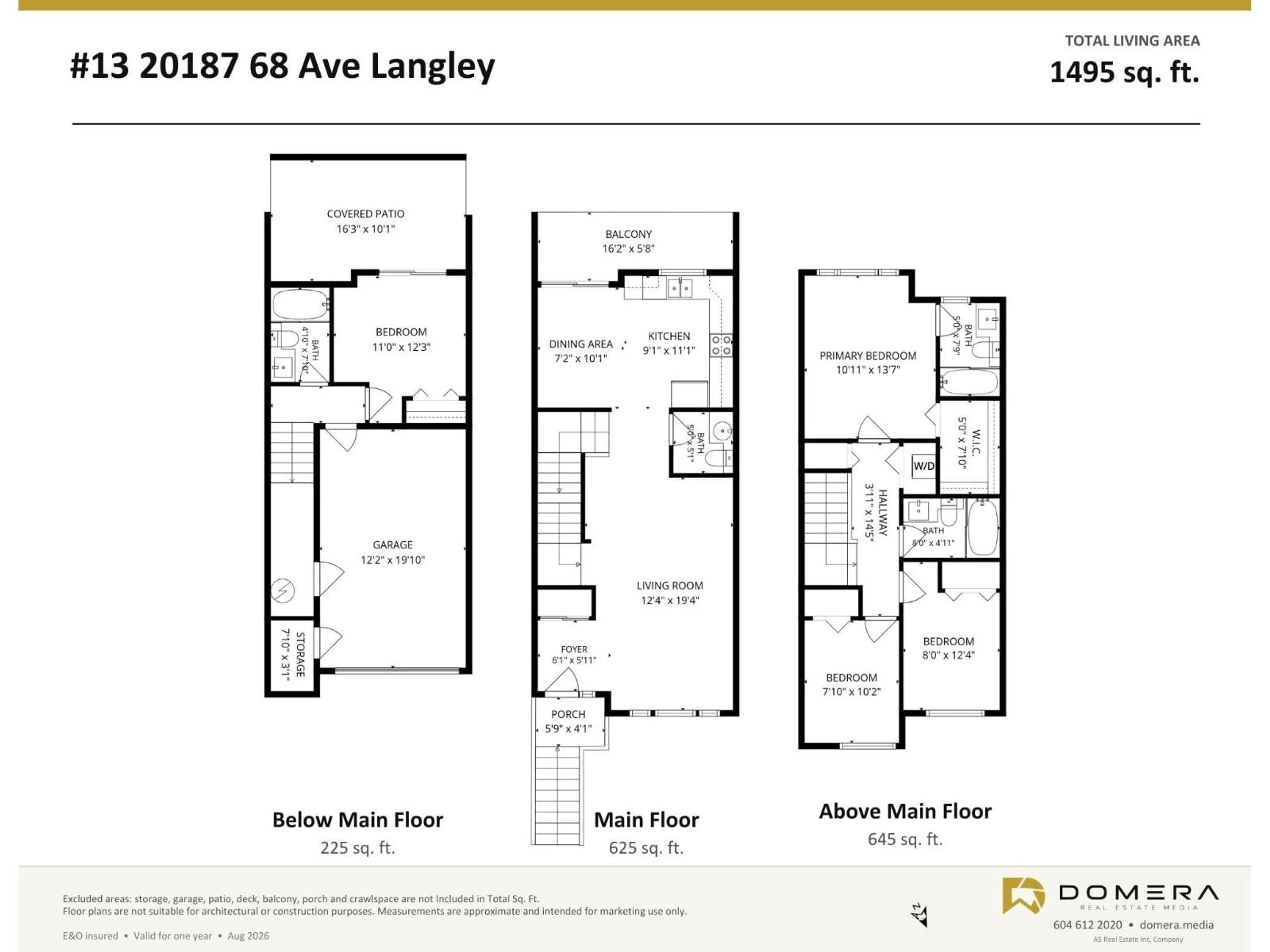 Floor plan for 13 - 20187 68 AVENUE, Langley British Columbia V2Y0L6