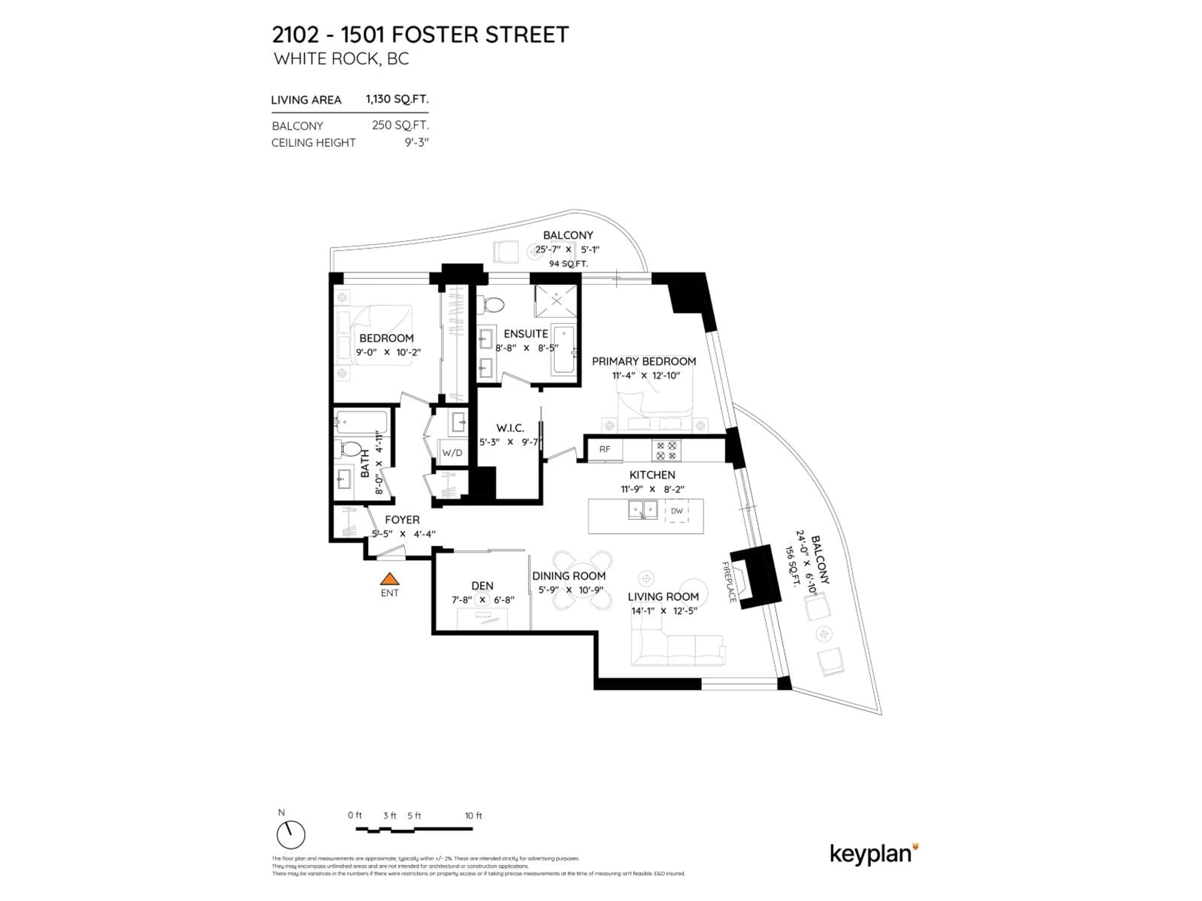 Floor plan for 2102 - 1501 FOSTER STREET, White Rock British Columbia V4B0C3
