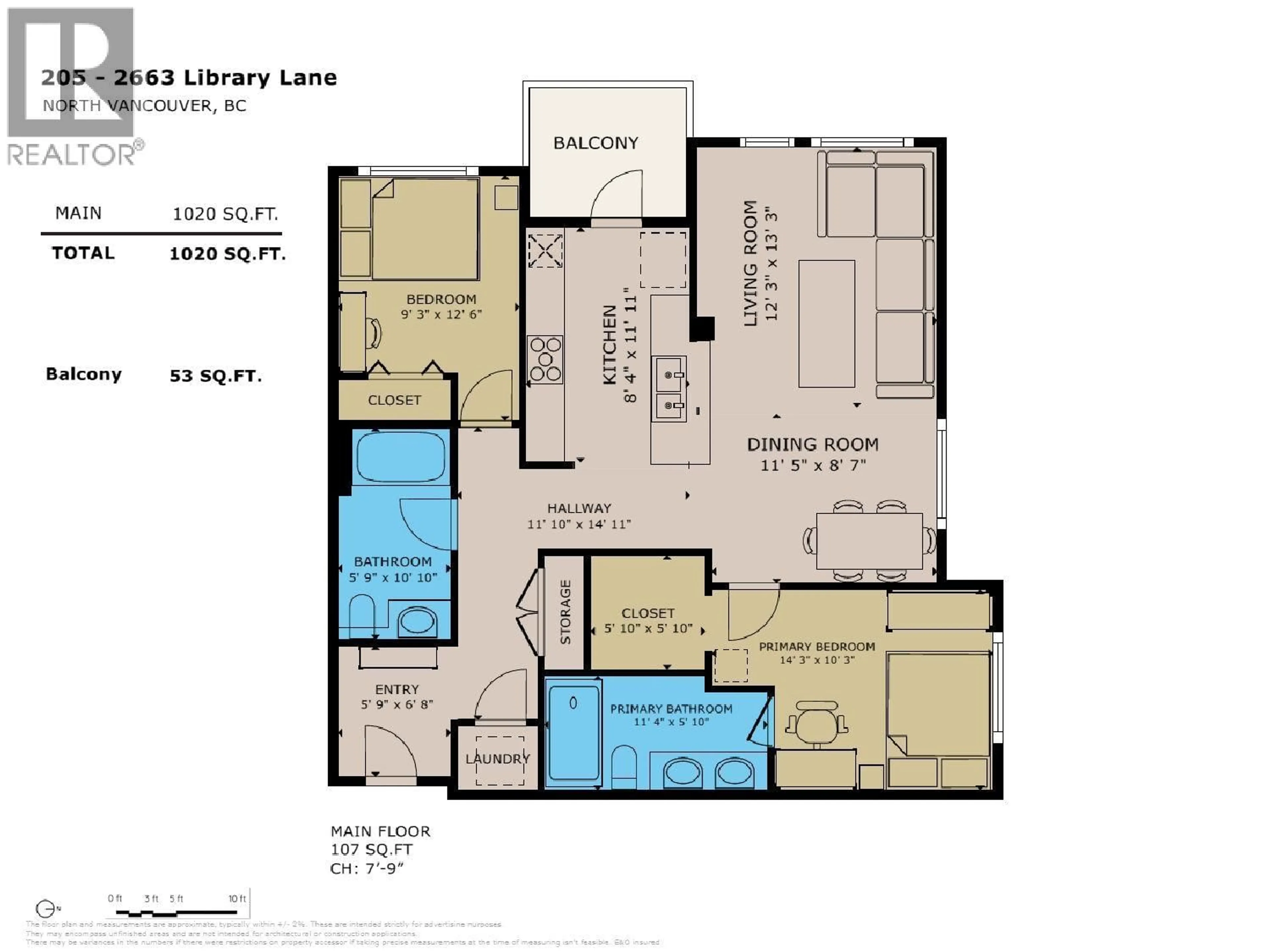 Floor plan for 205 - 2663 LIBRARY LANE, North Vancouver British Columbia V7J0B9