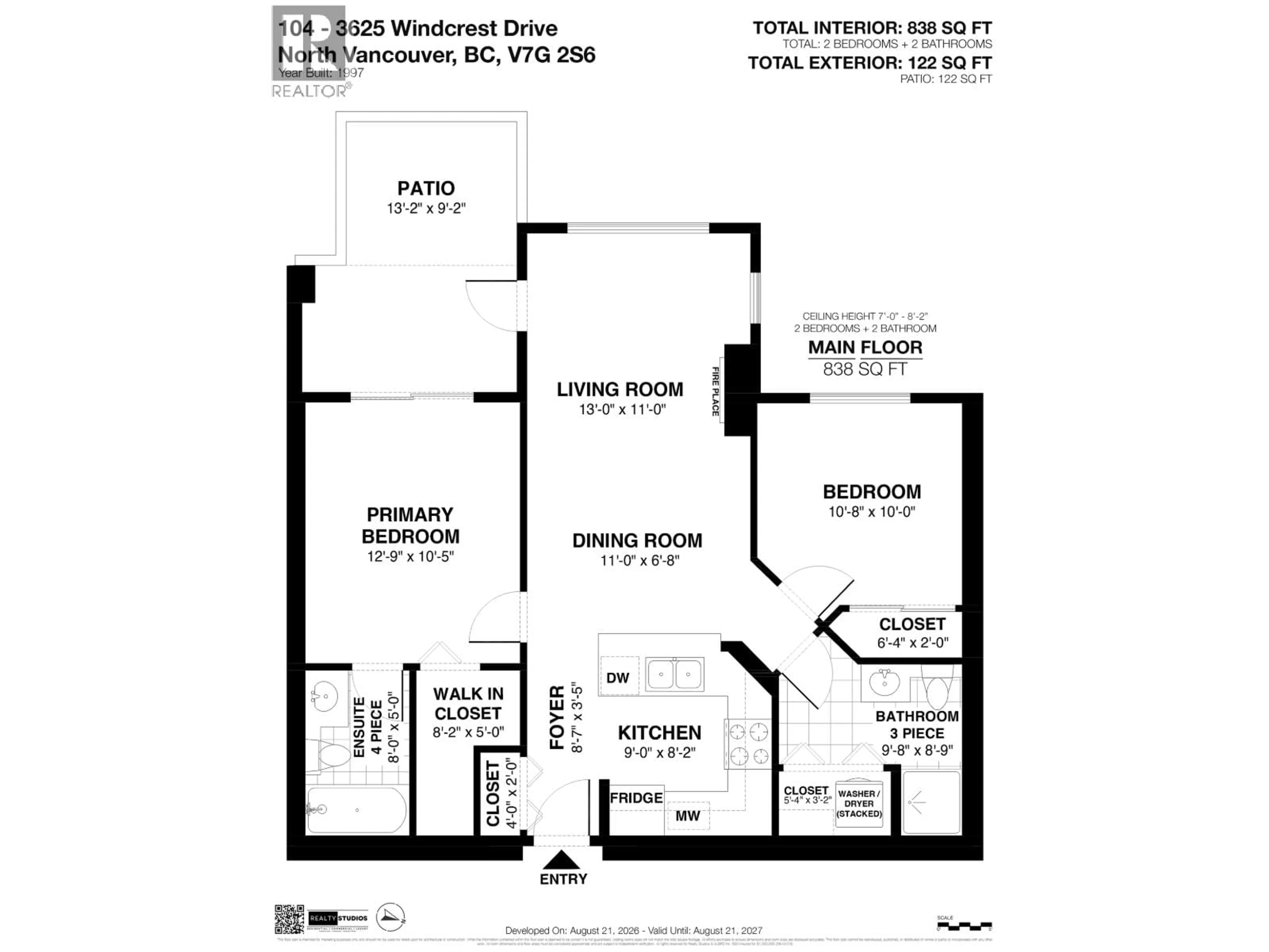 Floor plan for 104 - 3625 WINDCREST DRIVE, North Vancouver British Columbia V7G2S6