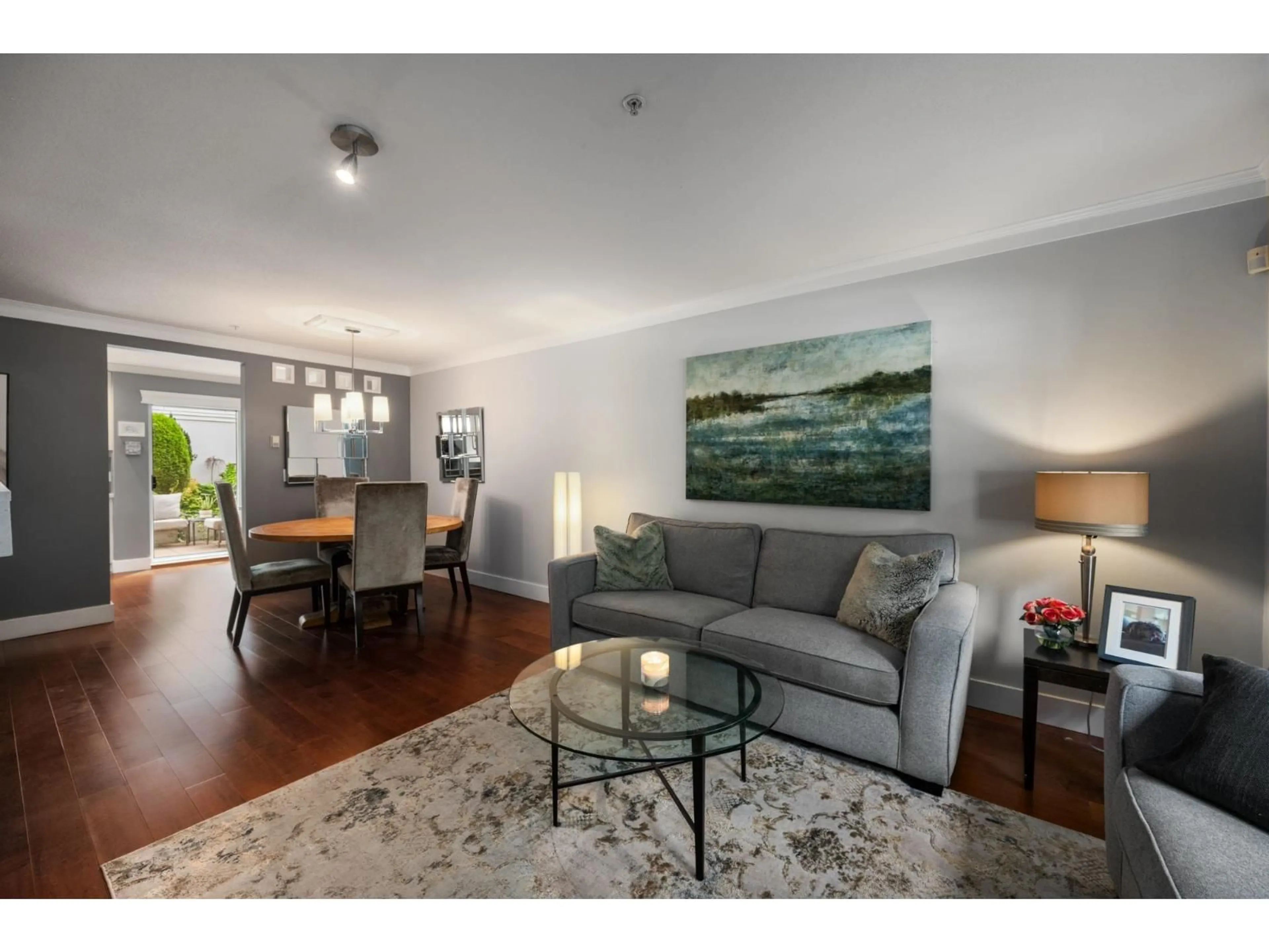 Living room with furniture, wood/laminate floor for 11 - 15432 16A AVENUE, Surrey British Columbia V4A1T3