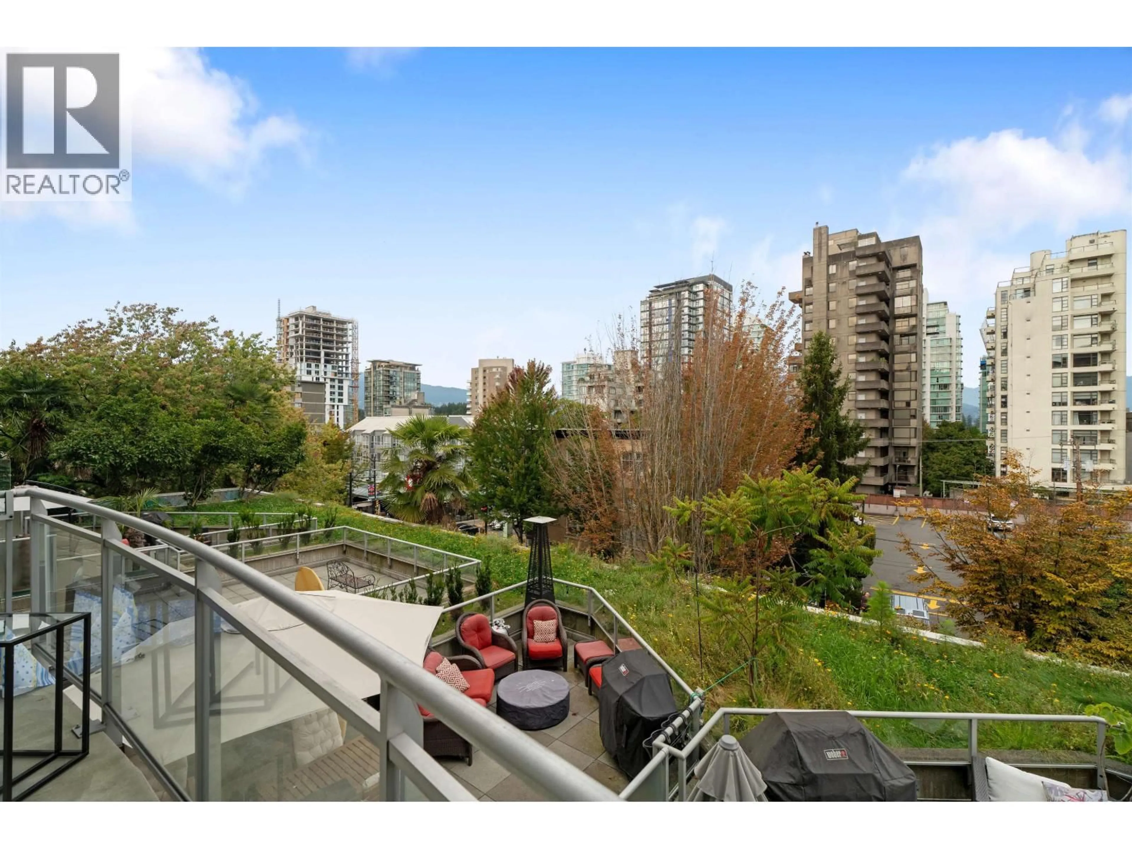 Patio, city buildings view from balcony for 306 - 1688 ROBSON STREET, Vancouver British Columbia V6G1C7