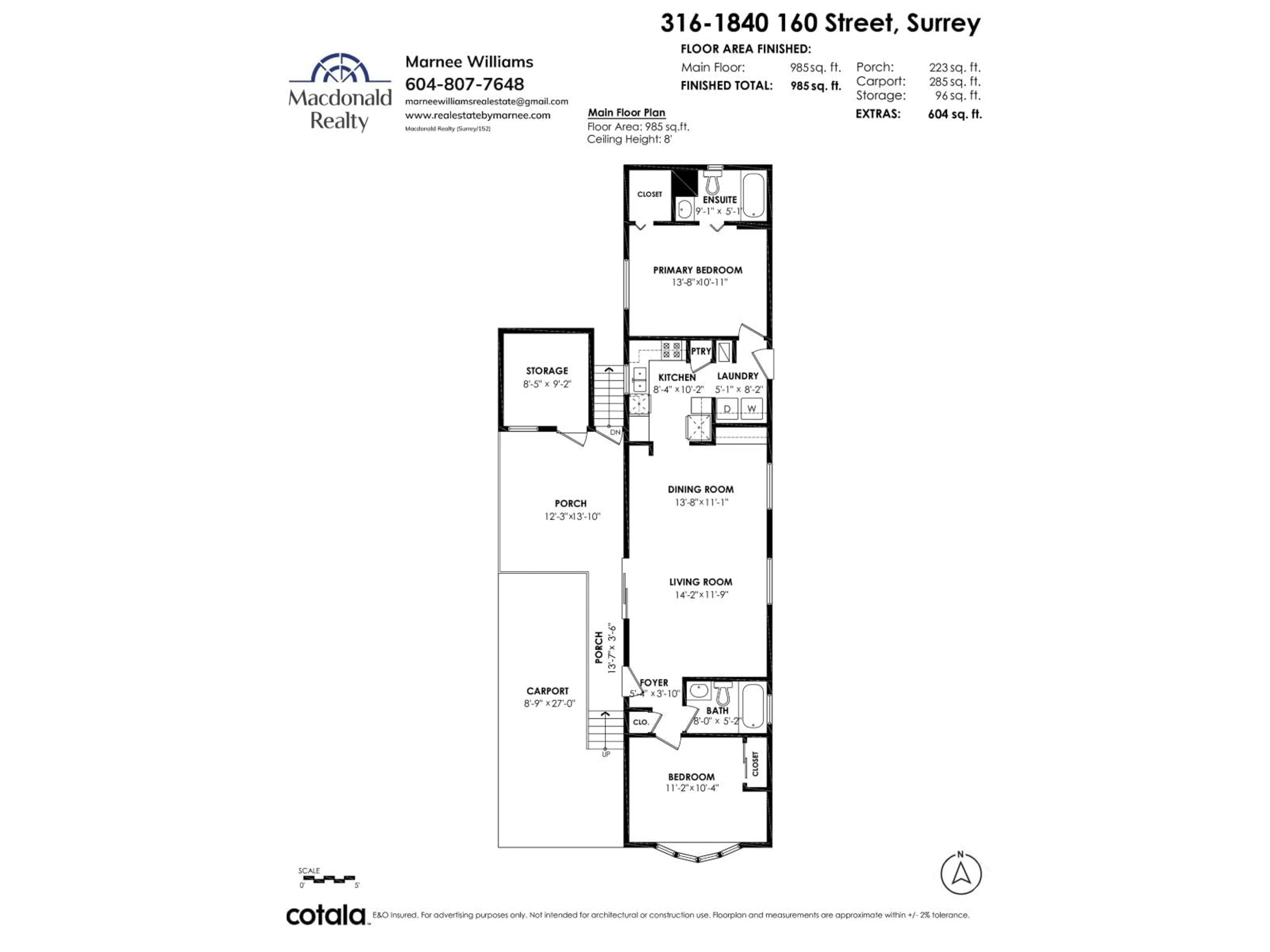 Floor plan for 316 - 1840 160 STREET, Surrey British Columbia V4A4X4