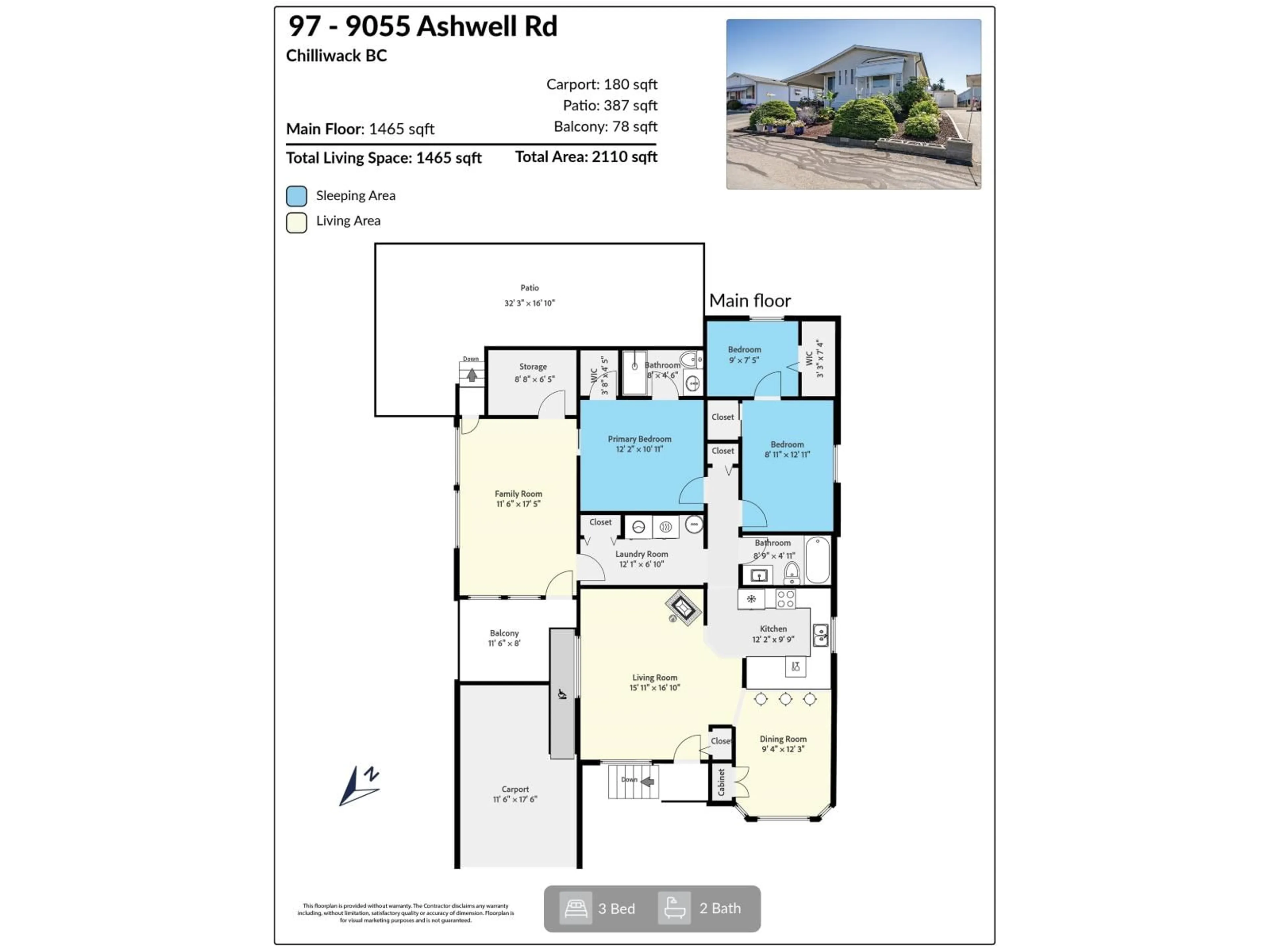 Floor plan for 97 - 9055 ASHWELL ROAD, Chilliwack British Columbia V2P7S6