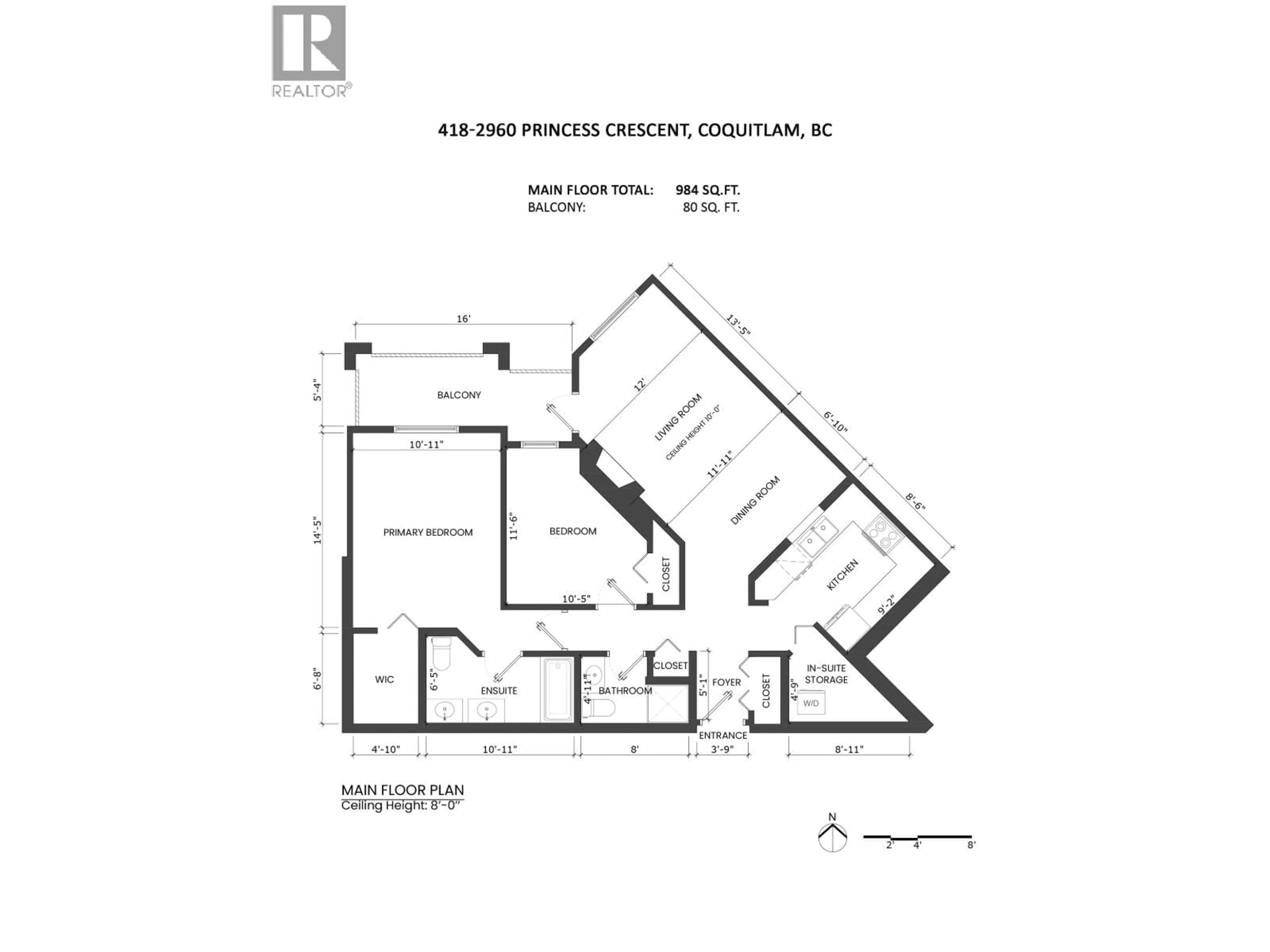 Floor plan for 418 - 2960 PRINCESS CRESCENT, Coquitlam British Columbia V3B7P2