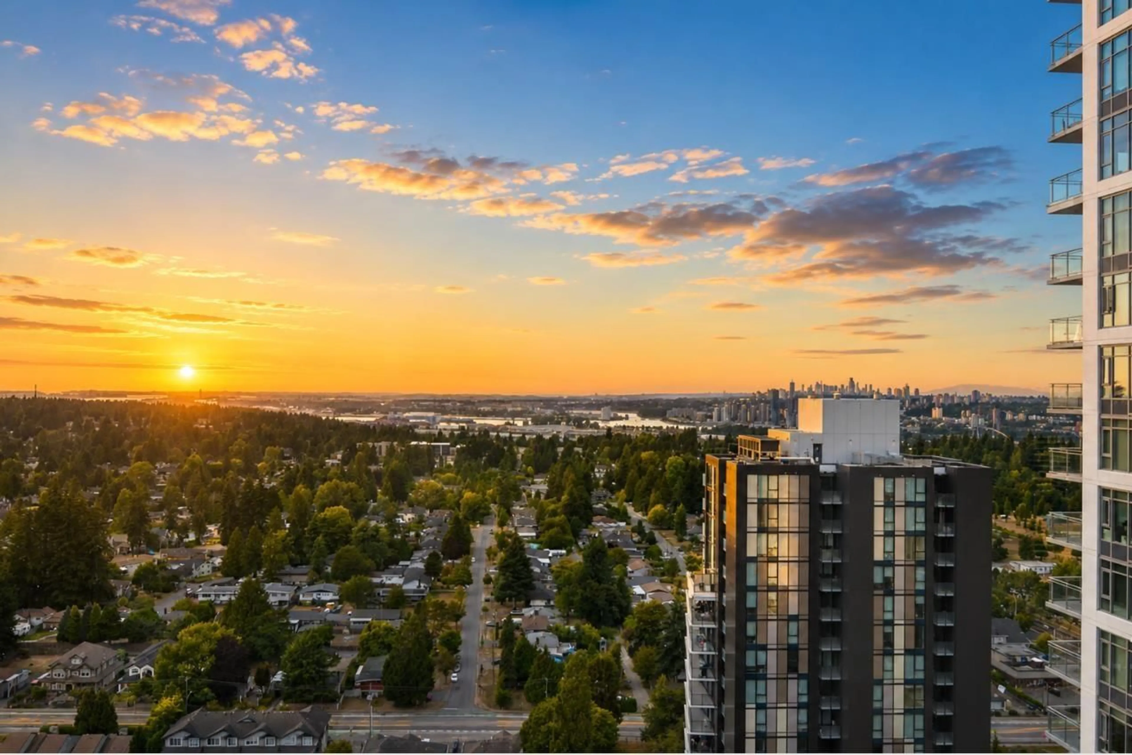 A pic from outside/outdoor area/front of a property/back of a property/a pic from drone, city buildings view from balcony for 3602 - 13325 102A AVENUE, Surrey British Columbia V3T5J7