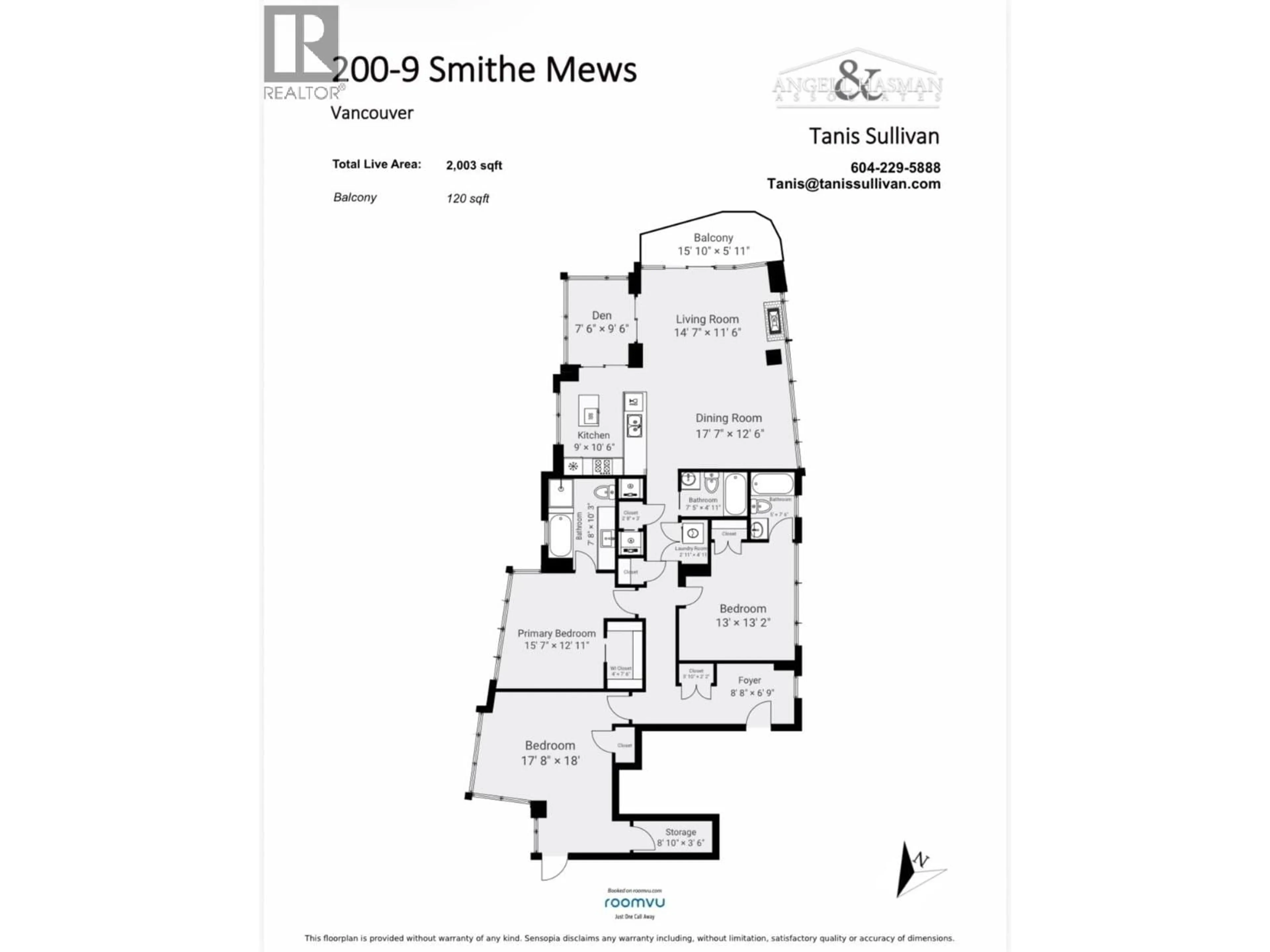 Floor plan for 200 - 9 SMITHE MEWS, Vancouver British Columbia V6B0B6