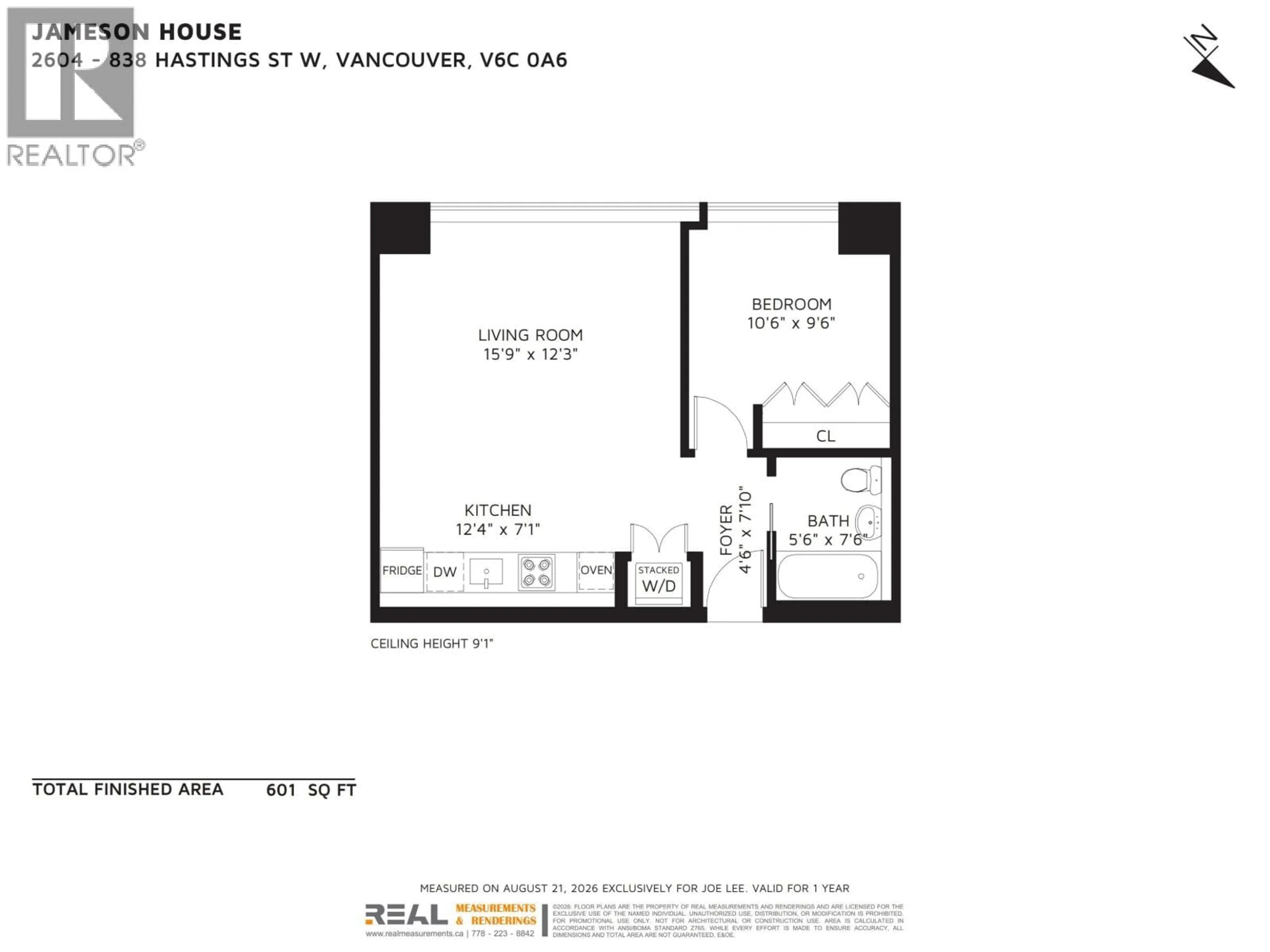 Floor plan for 2604 - 838 HASTINGS STREET, Vancouver British Columbia V6C0A6