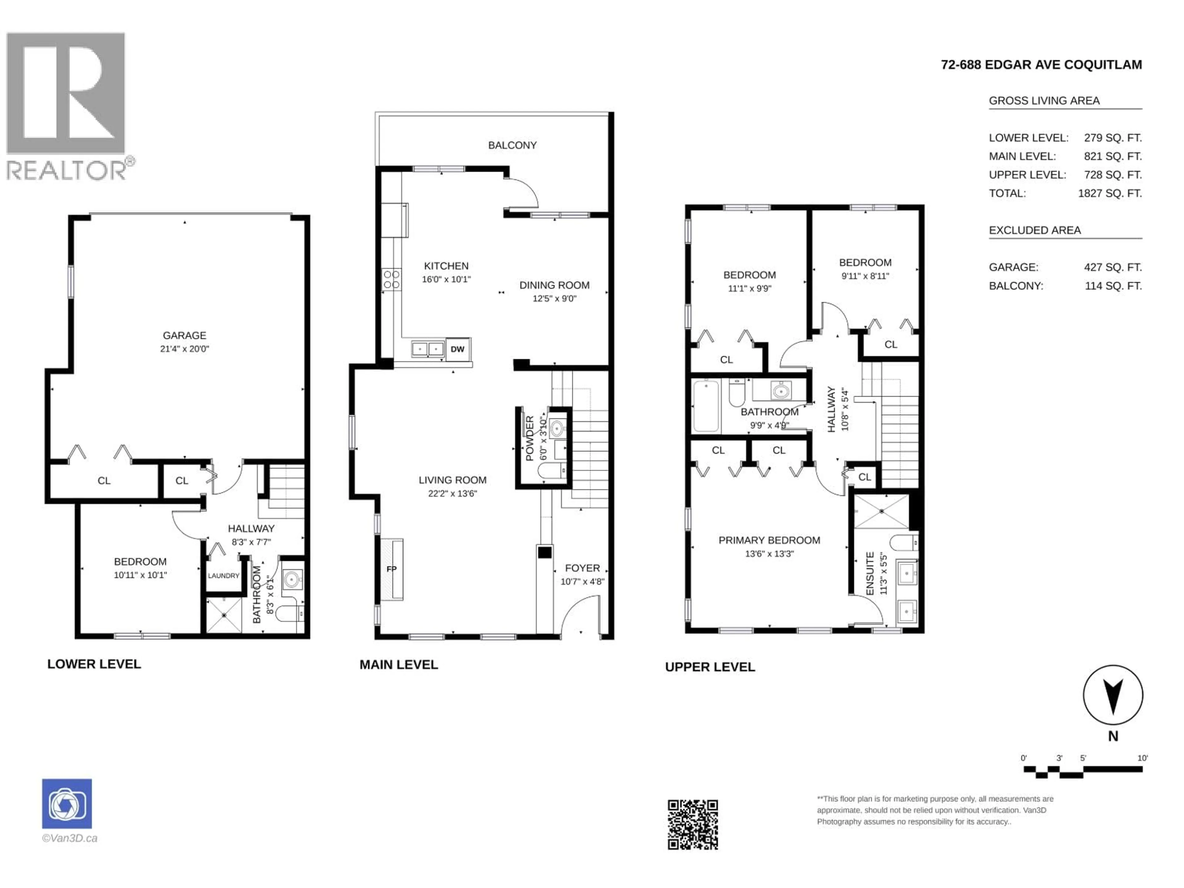 Floor plan for 72 - 688 EDGAR AVENUE, Coquitlam British Columbia V3K0A5