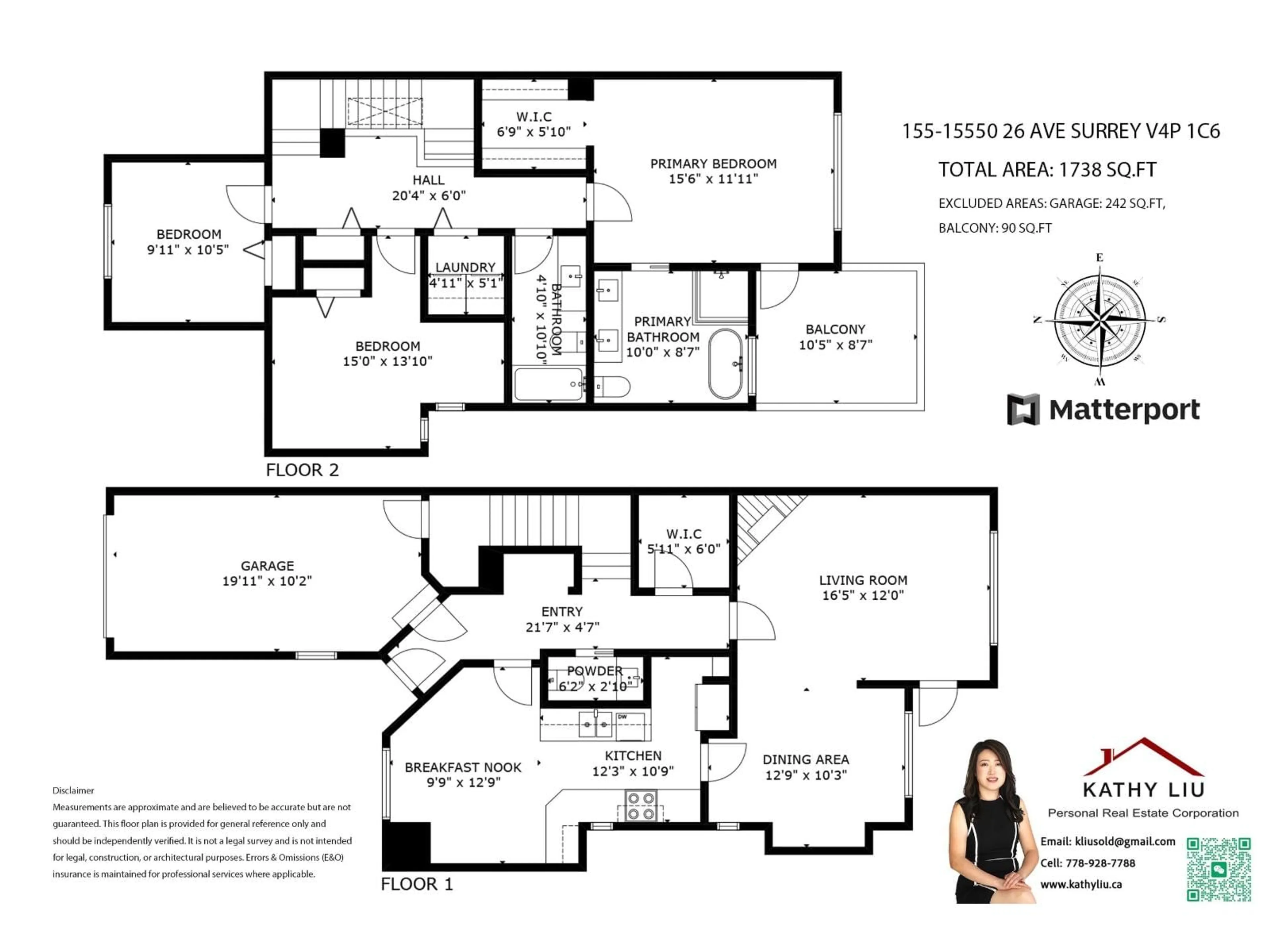 Floor plan for 155 - 15550 26 AVENUE, Surrey British Columbia V4P1C6