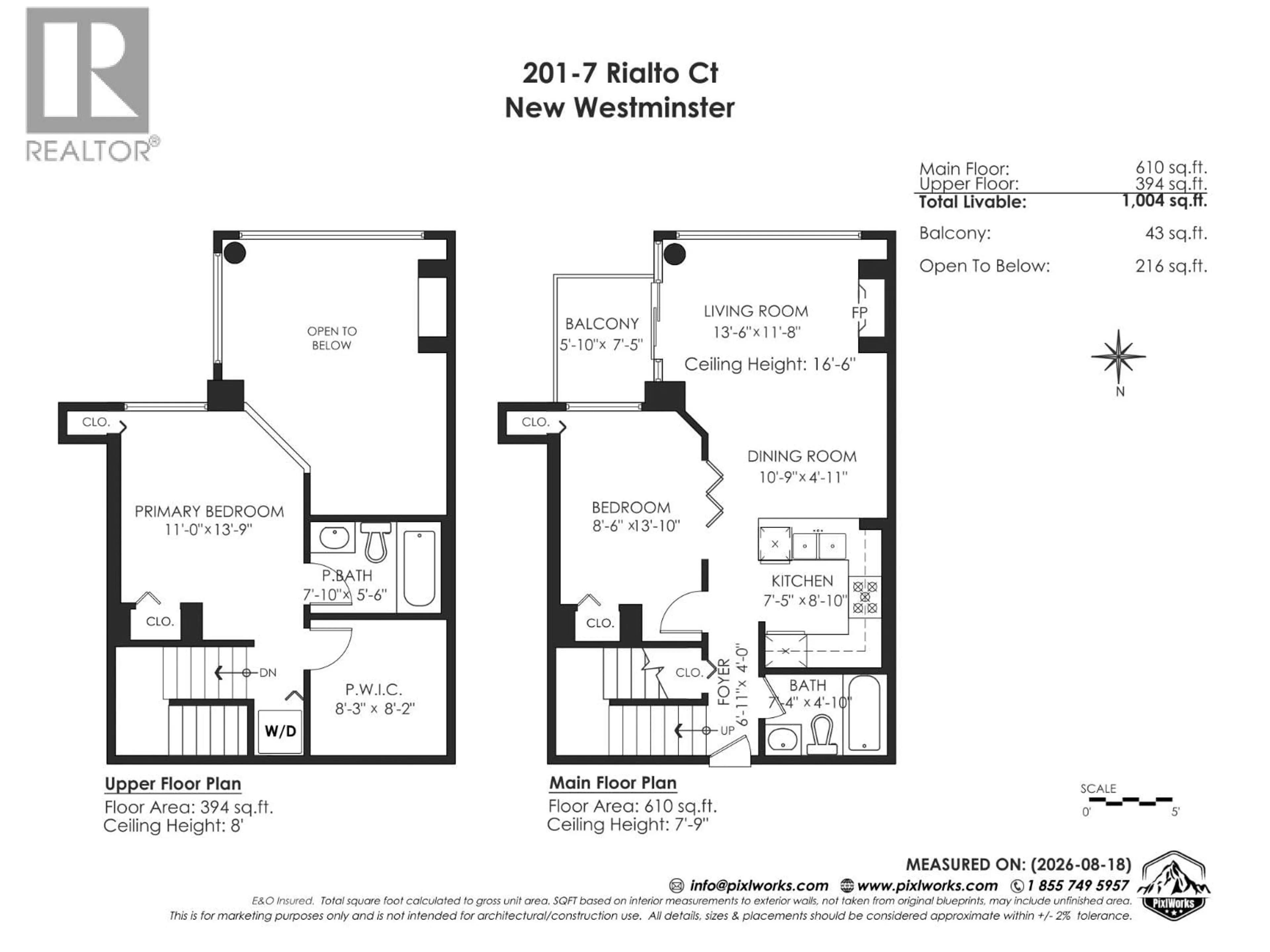 Floor plan for 201 - 7 RIALTO COURT, New Westminster British Columbia V3M7A8