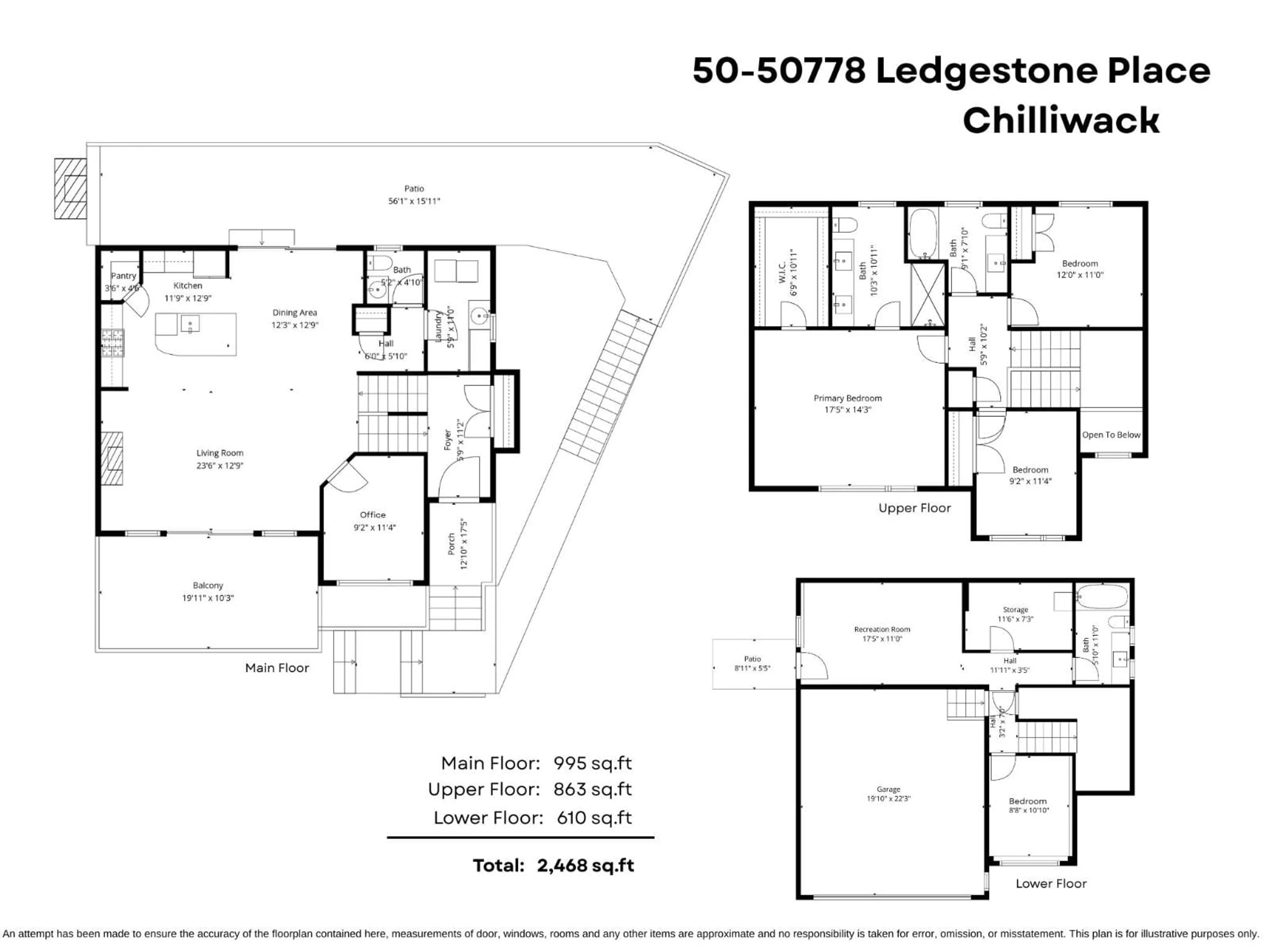 Floor plan for 50 - 50778 LEDGESTONE PLACE, Chilliwack British Columbia V2P0E7