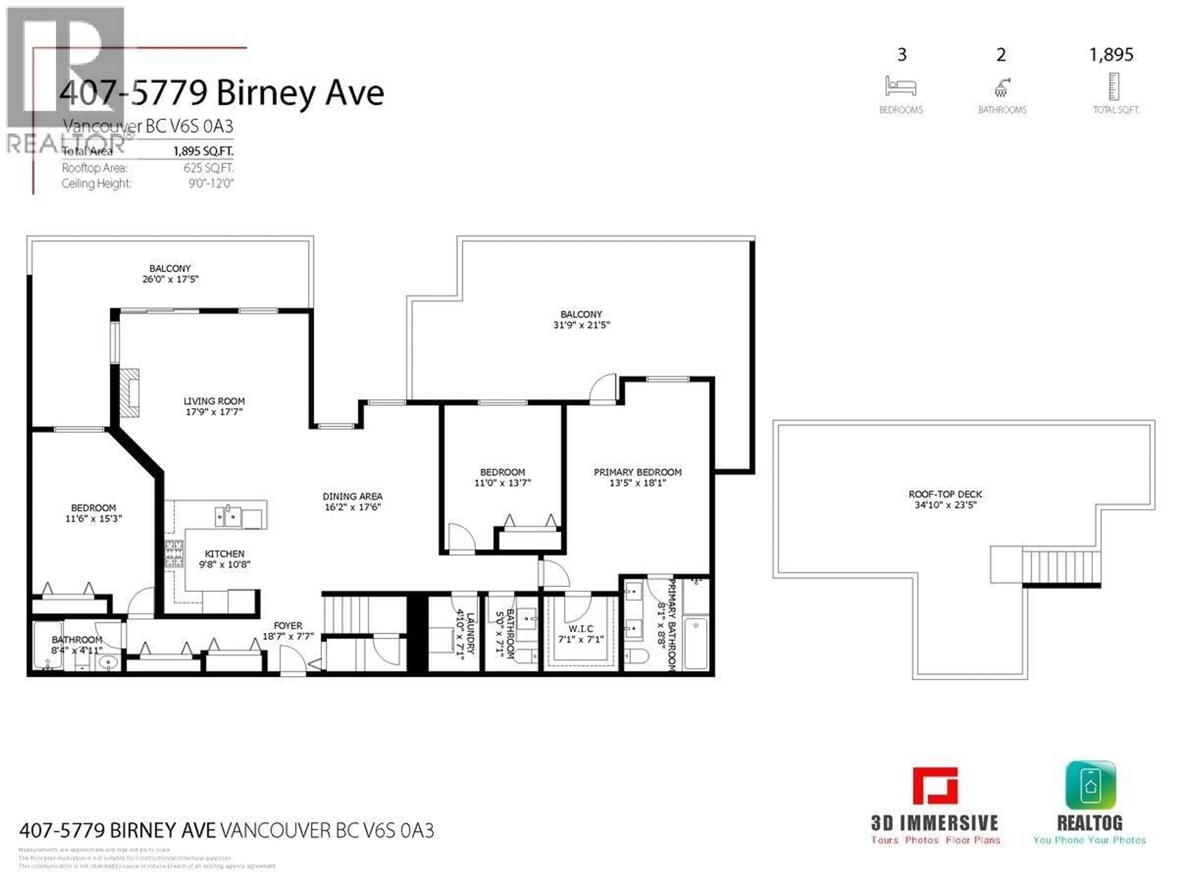 Floor plan for 407 - 5779 BIRNEY AVENUE, Vancouver British Columbia V6S0A3