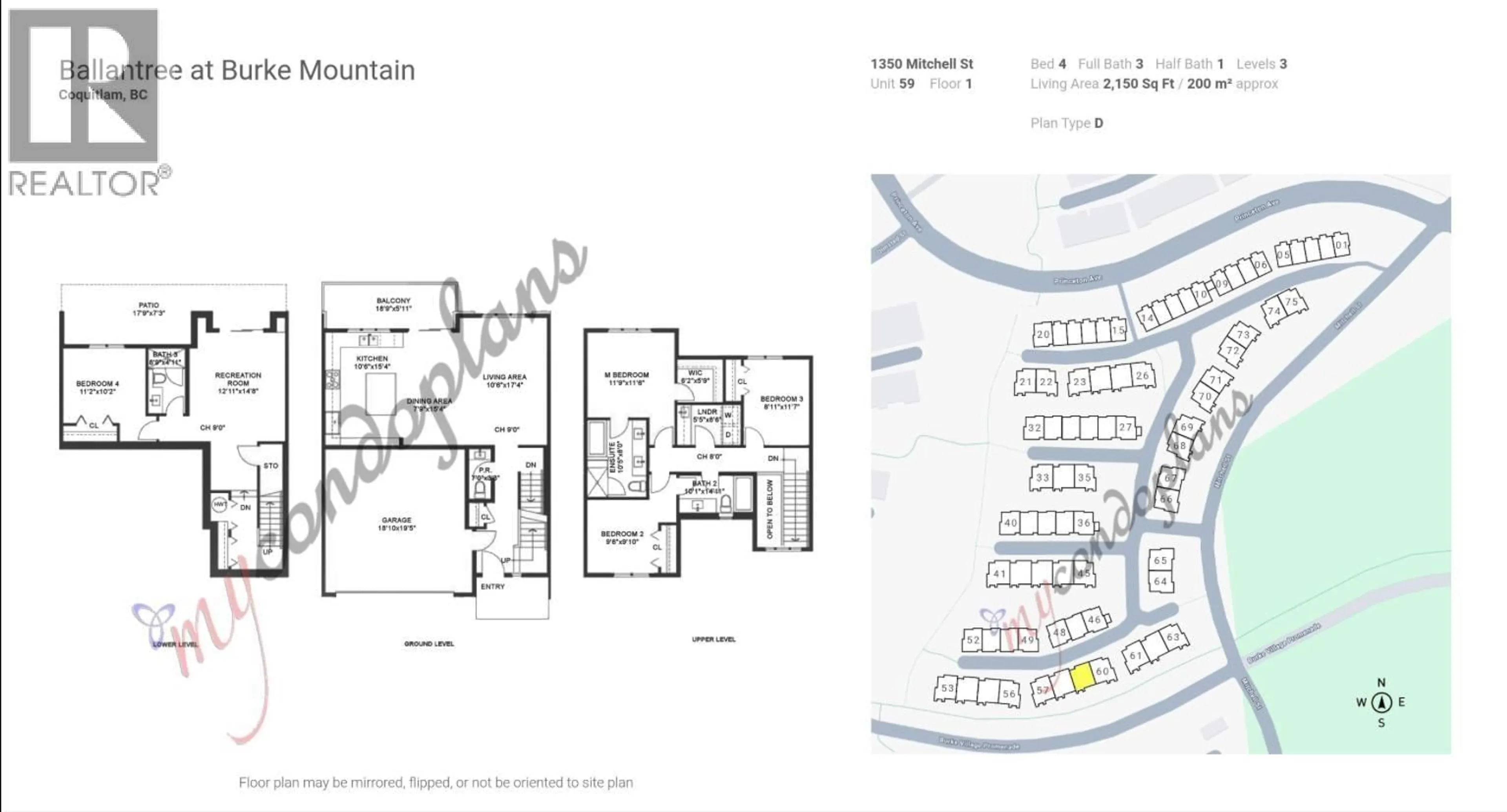 Floor plan for 159 - 1350 MITCHELL STREET, Coquitlam British Columbia V3E0S7