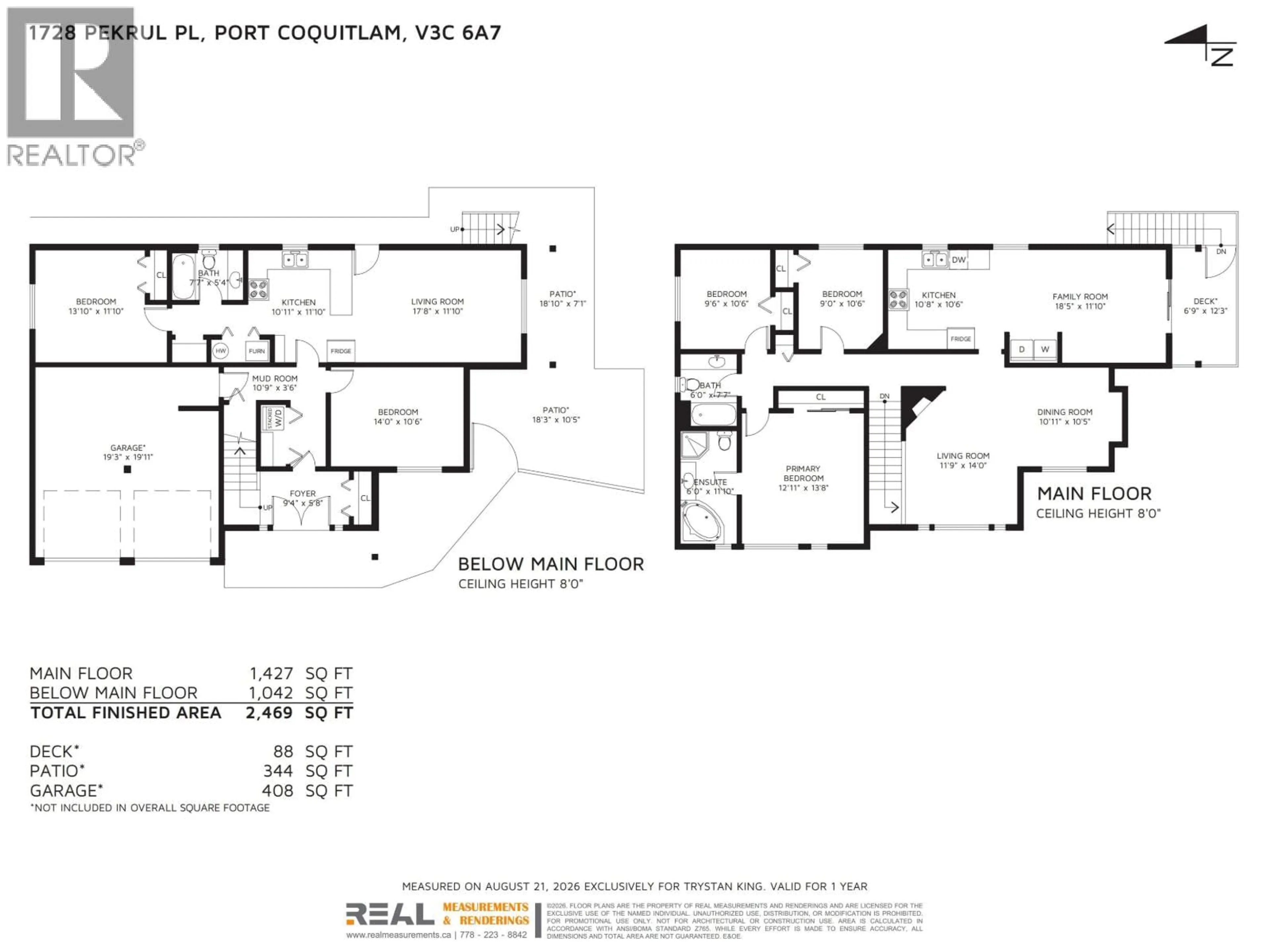 Floor plan for 1728 PEKRUL PLACE, Port Coquitlam British Columbia V3C6A7