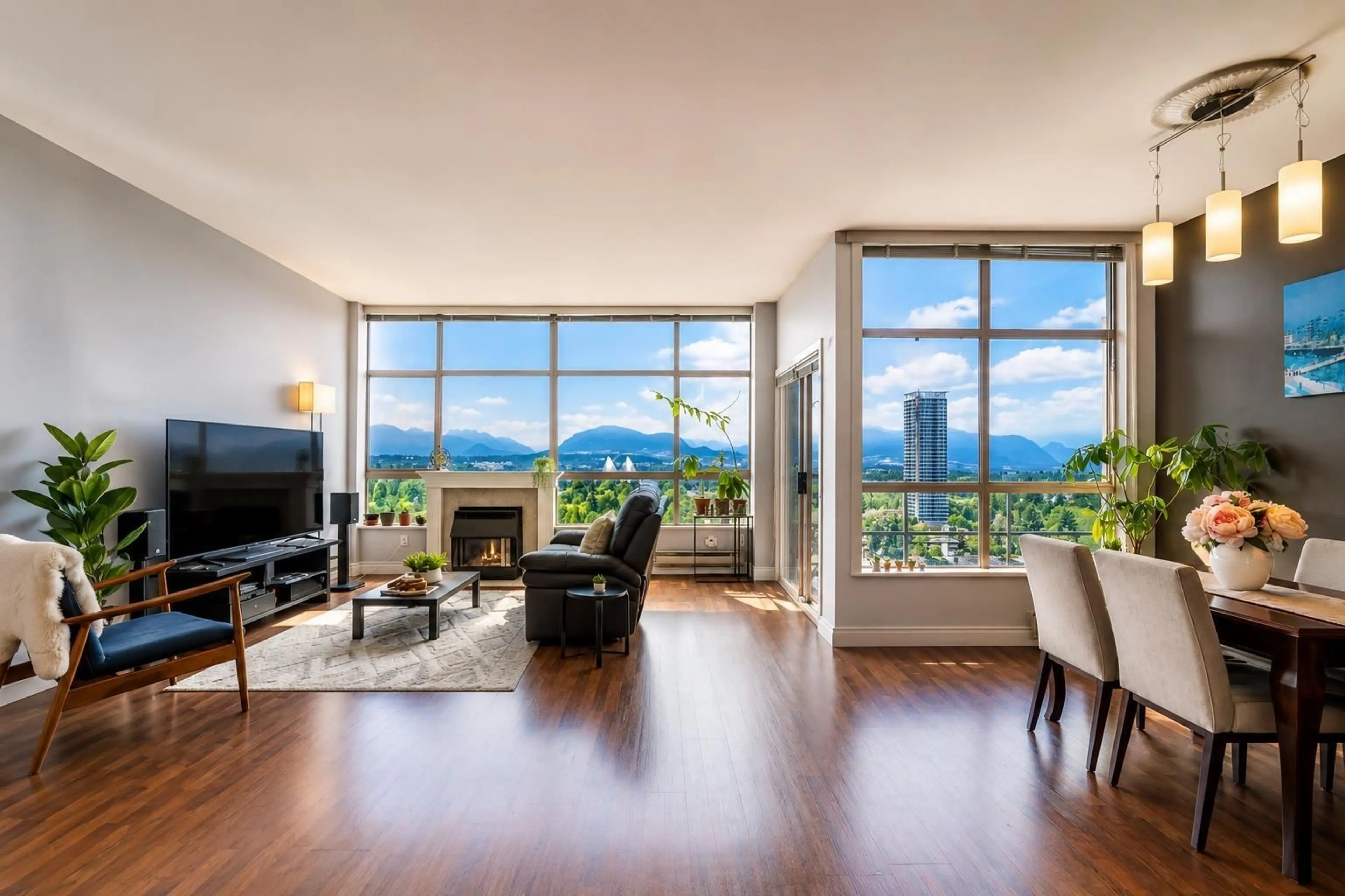 Living room with furniture, wood/laminate floor for 2001 - 14881 103A AVENUE, Surrey British Columbia V3R0M5