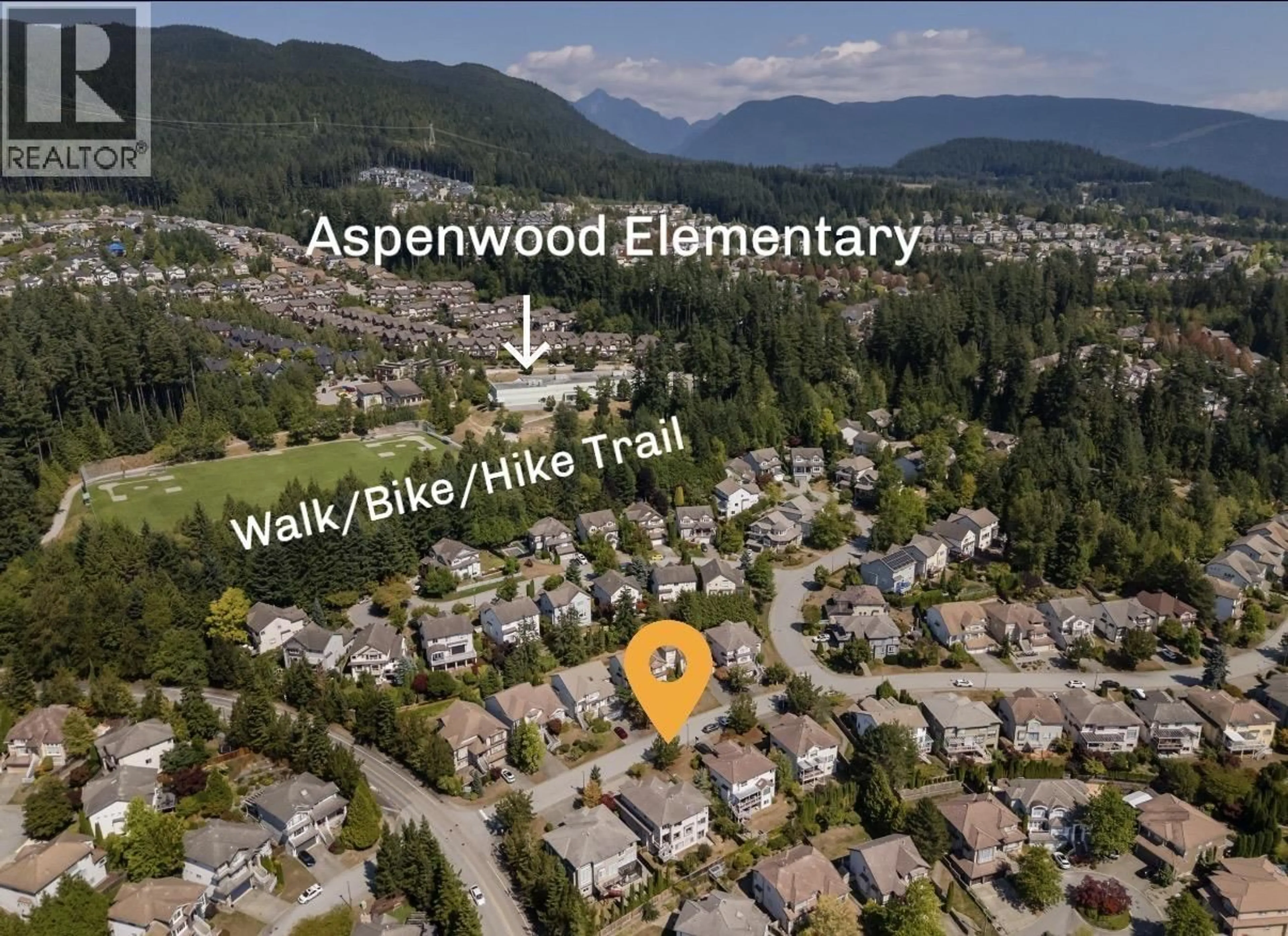 A pic from outside/outdoor area/front of a property/back of a property/a pic from drone, unknown for 214 ASPENWOOD DRIVE, Port Moody British Columbia V3H5A7